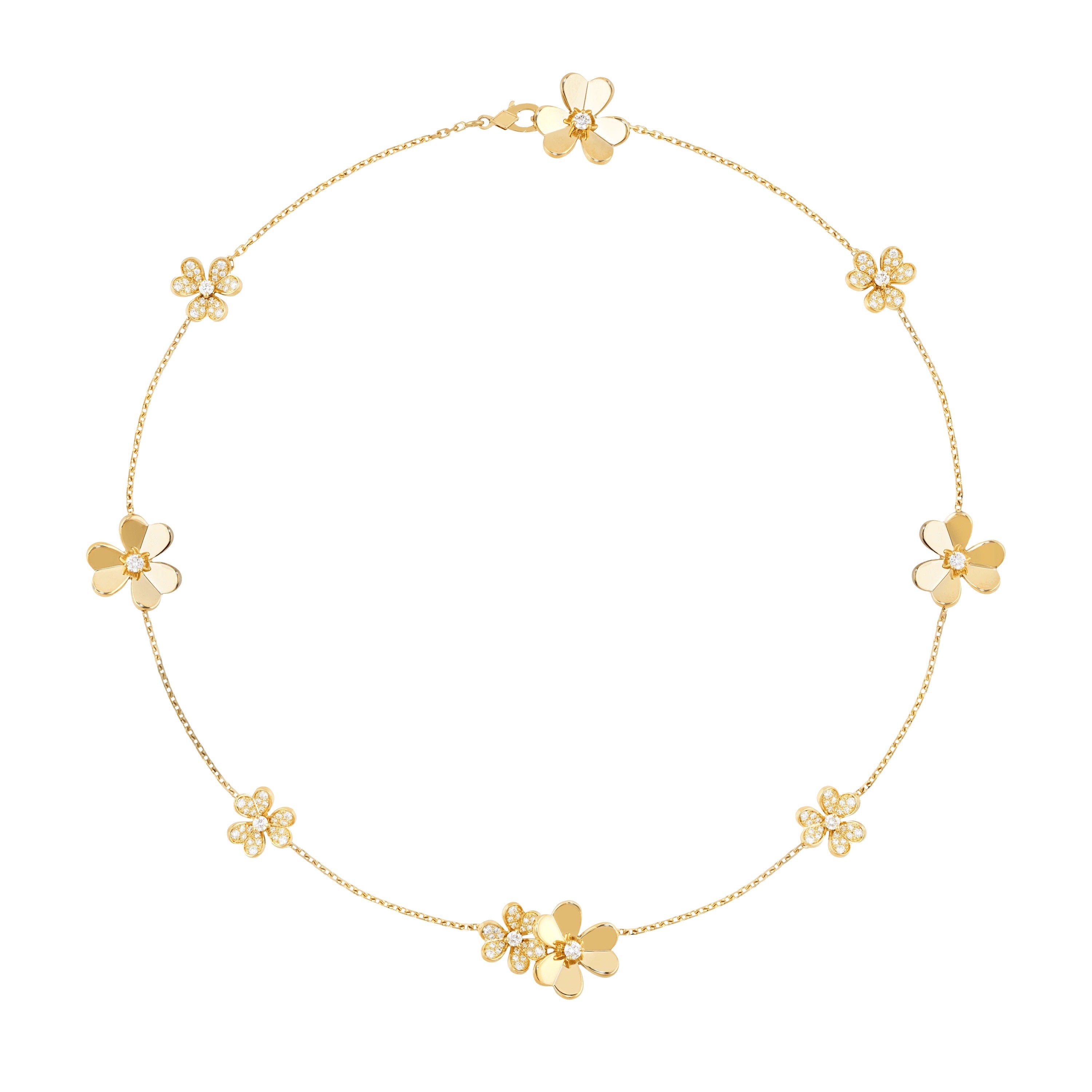 Gold Flower Necklace 9 flowers