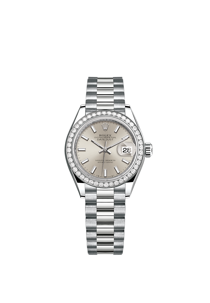 Classic watches LADY-DATEJUST Oyster, 28 mm, white gold and diamonds