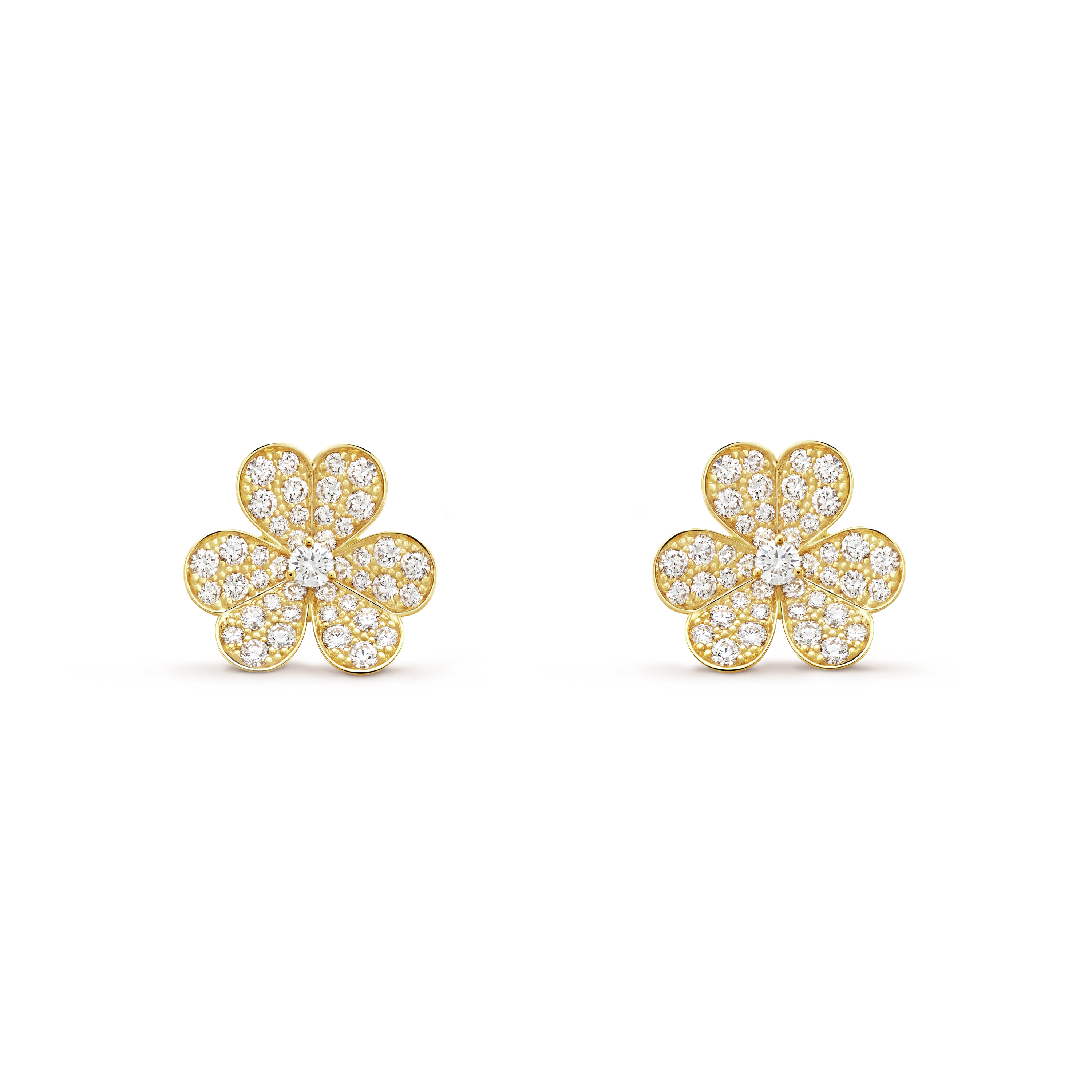 Frivole earrings, small model yellow gold, Diamond