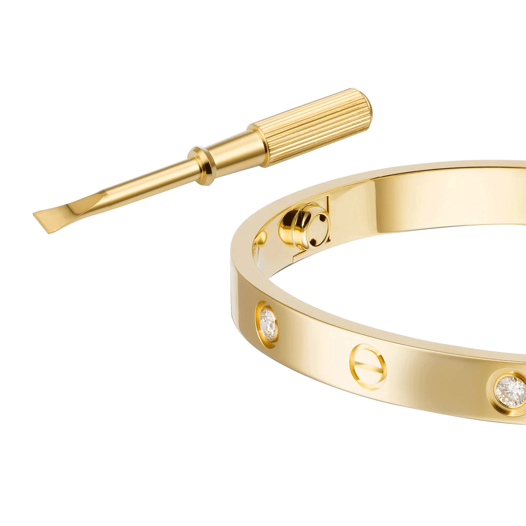 Kadir-Love Amour Bracelet with 4 CZ, Yellow Gold
