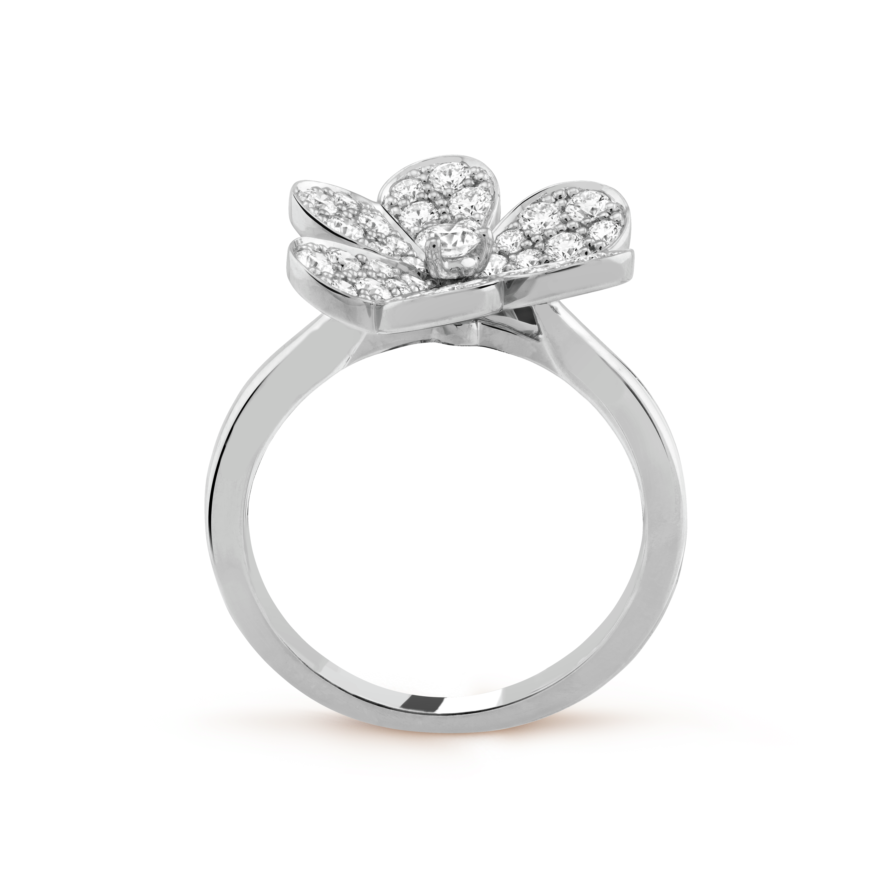 Frivole ring, 1 flower white gold, Diamond