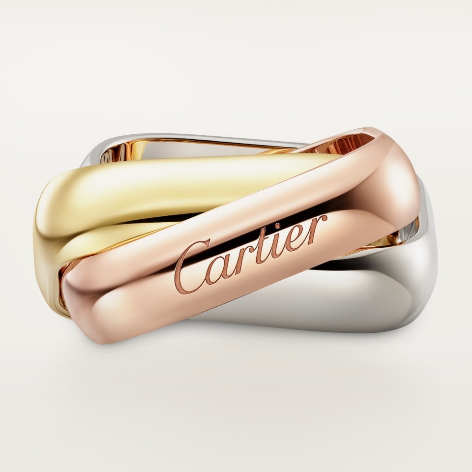 Carty Three Circles Pincushion White Gold&Rose Gold&Yellow Gold Ring Large Model