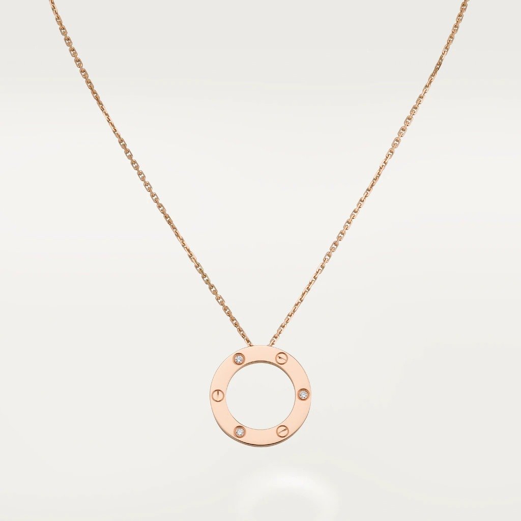 KADIR-LOVE NECKLACE 3 DIAMONDS ROSE GOLD, DIAMONDS