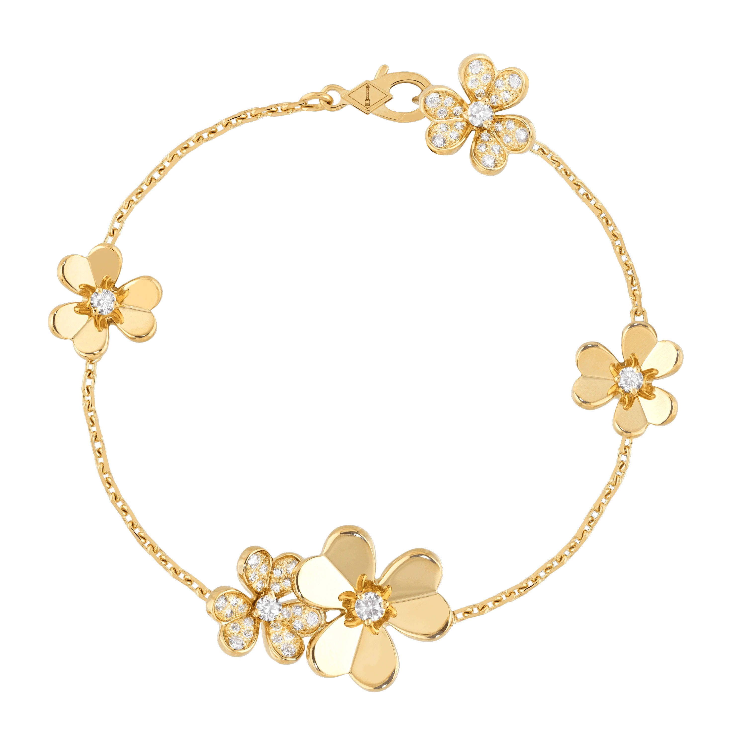 Bracelet of 5 golden flowers