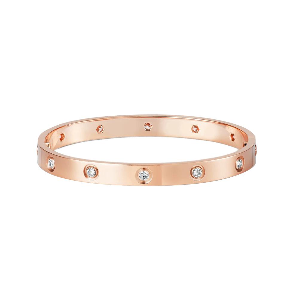 Kadir-LoveAmour Bracelet with 10 CZ, Rose Gold