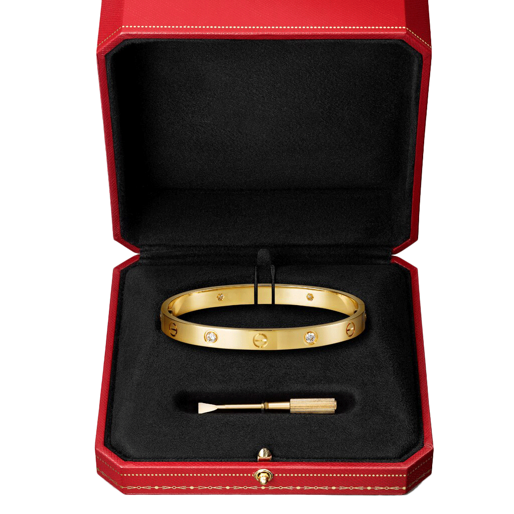 Kadir-Love Amour Bracelet with 4 CZ, Yellow Gold