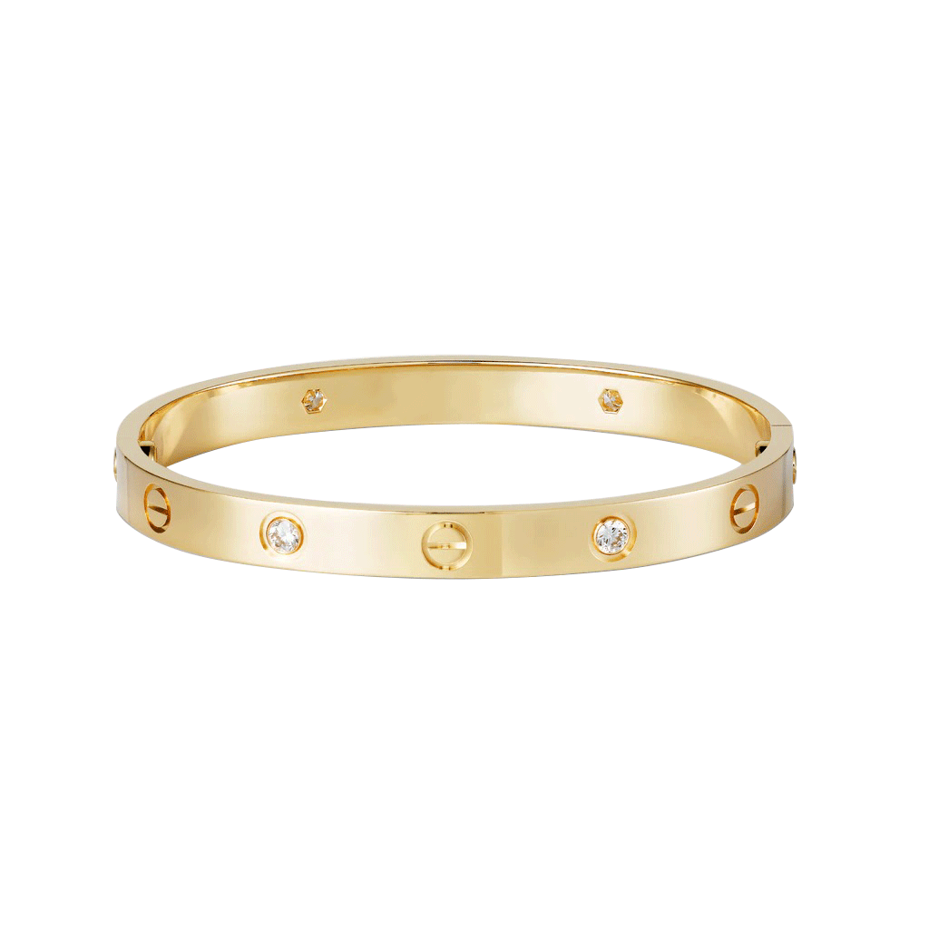 Kadir-Love Amour Bracelet with 4 CZ, Yellow Gold