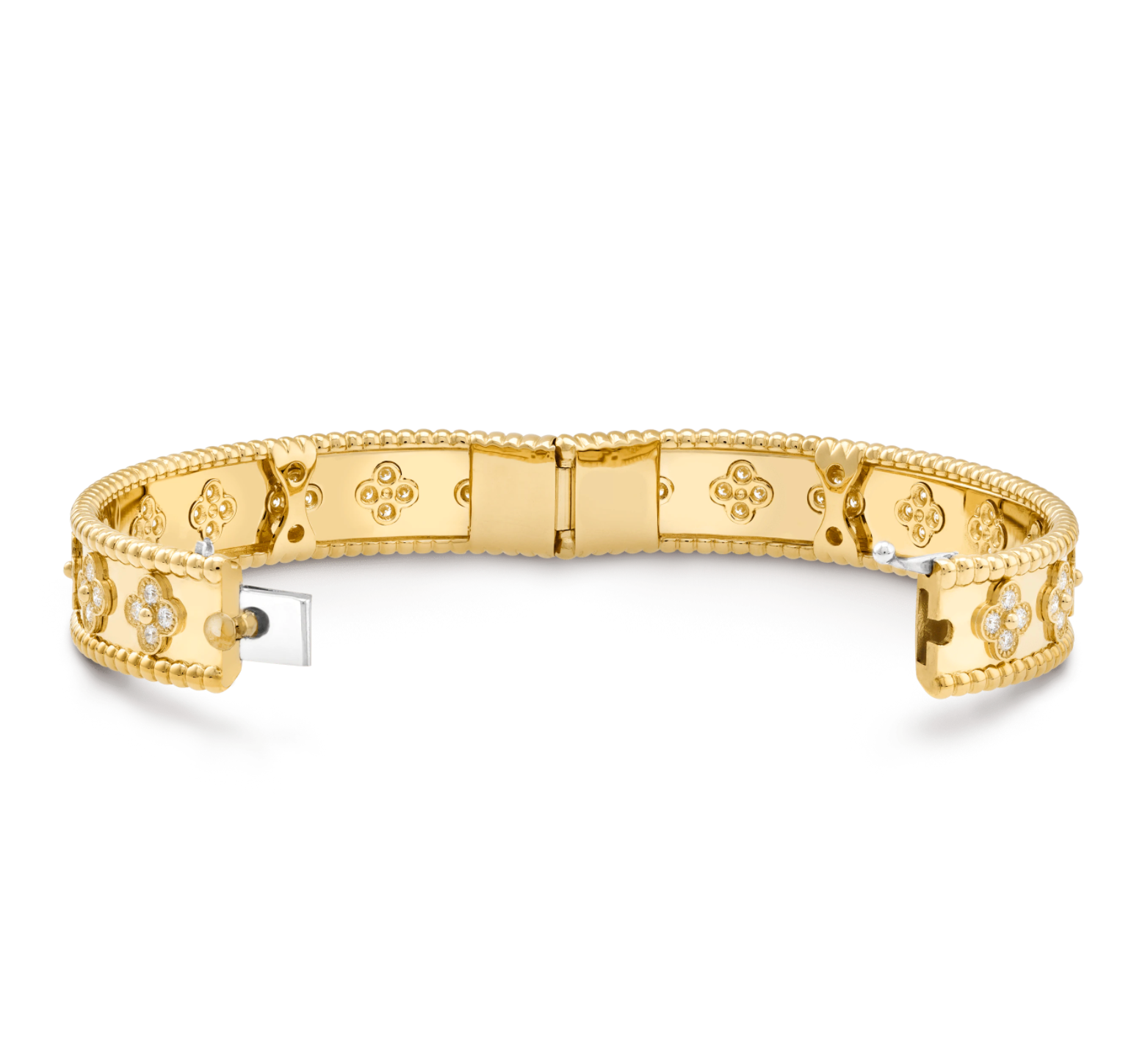 Perlée clovers bracelet, small model Yellow gold, Diamond