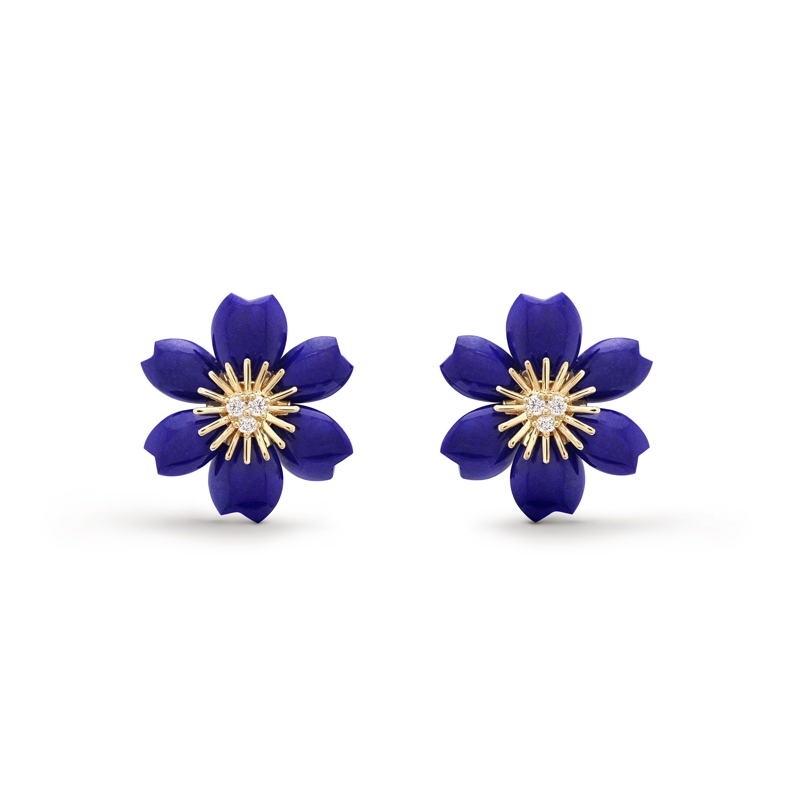 Rose de Noël earrings, mini model yellow gold, Diamond