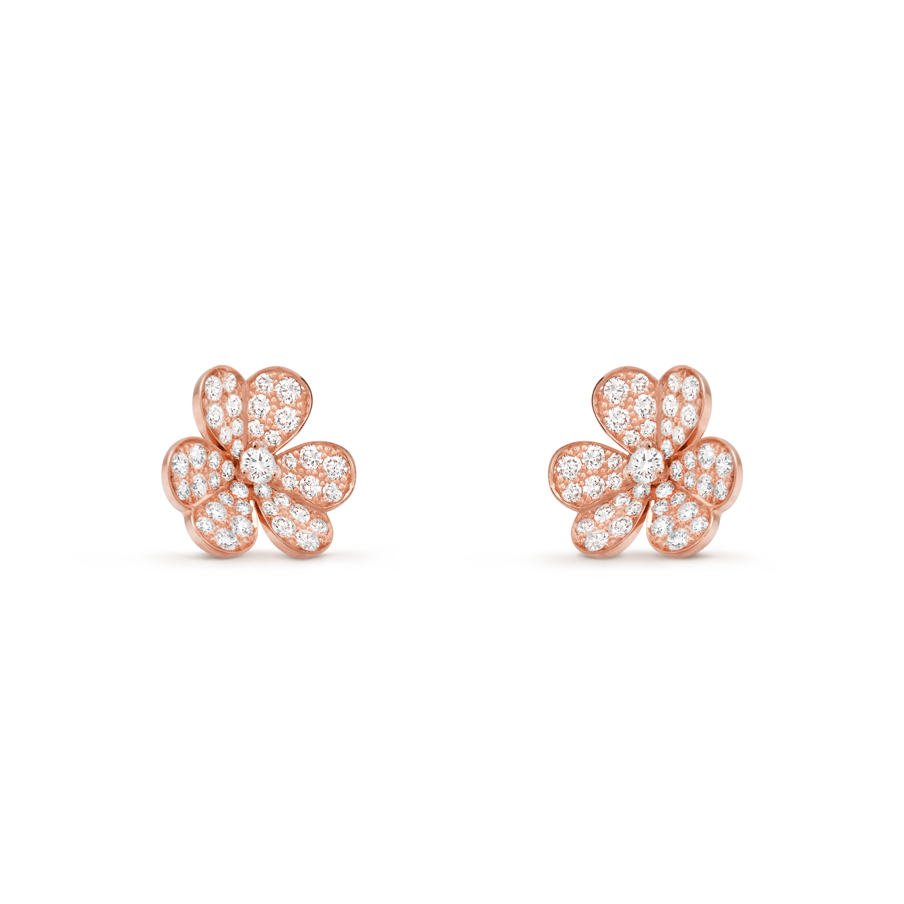 Frivole earrings, small model rose gold, Diamond