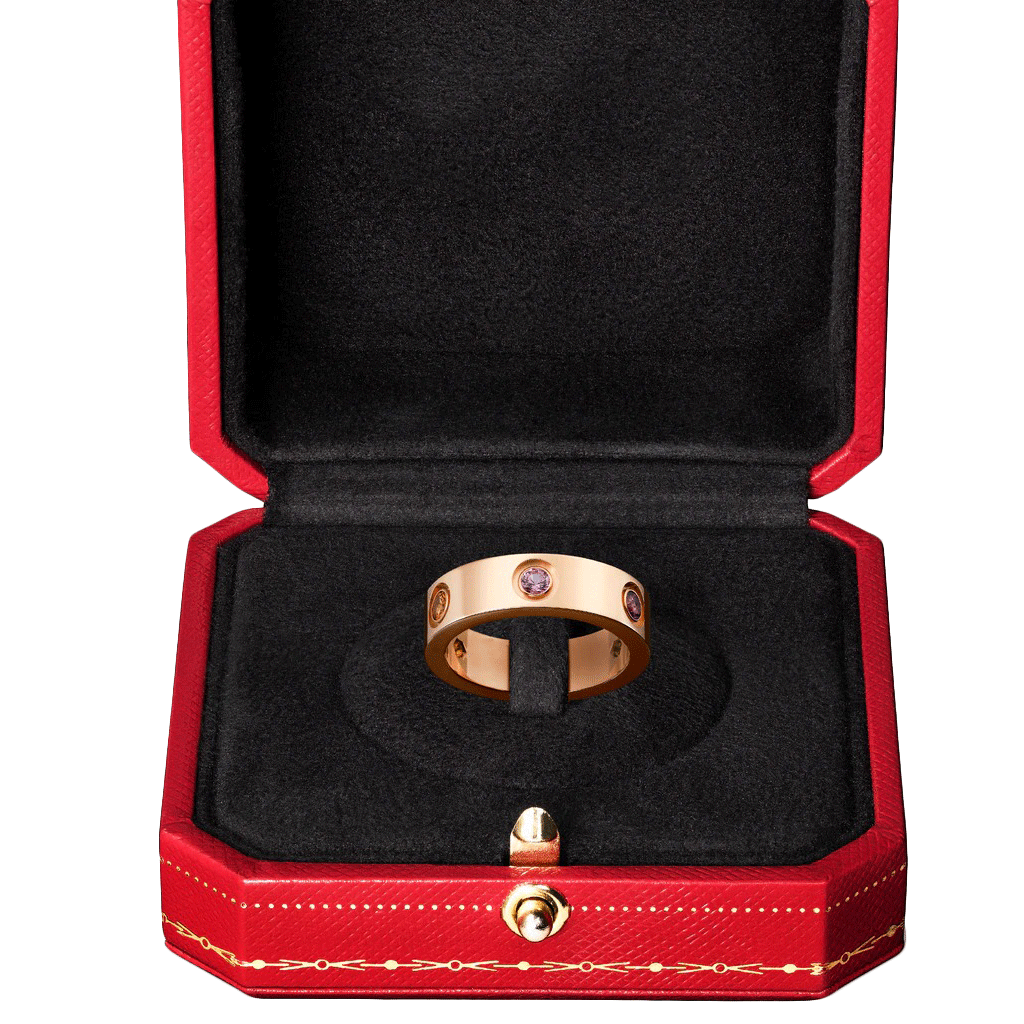 KADIR-LOVE RING ROSE GOLD, SAPPHIRES, GARNETS, AMETHYST