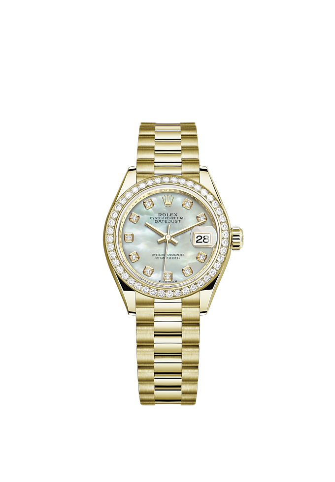 Classic watches LADY-DATEJUST Oyster, 28 mm, yellow gold and diamonds