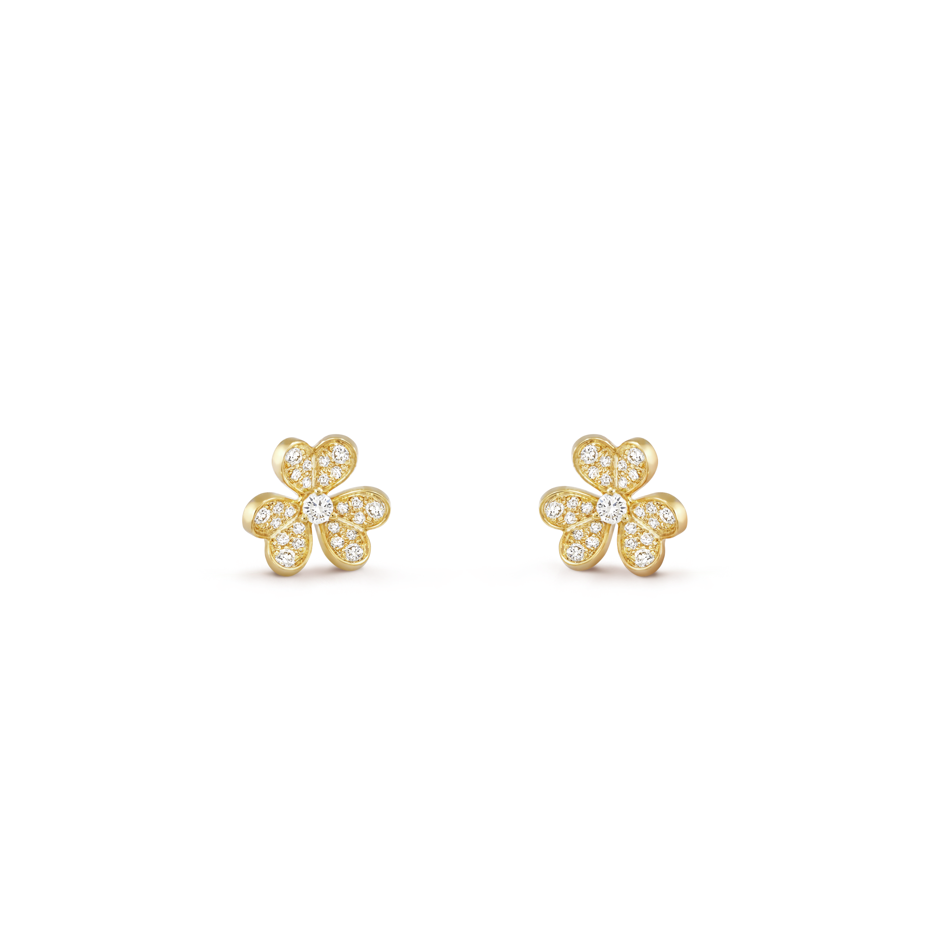 Frivole earrings, mini model yellow gold, Diamond