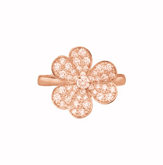 Frivole ring, 1 flower, small model  rose gold, Diamond
