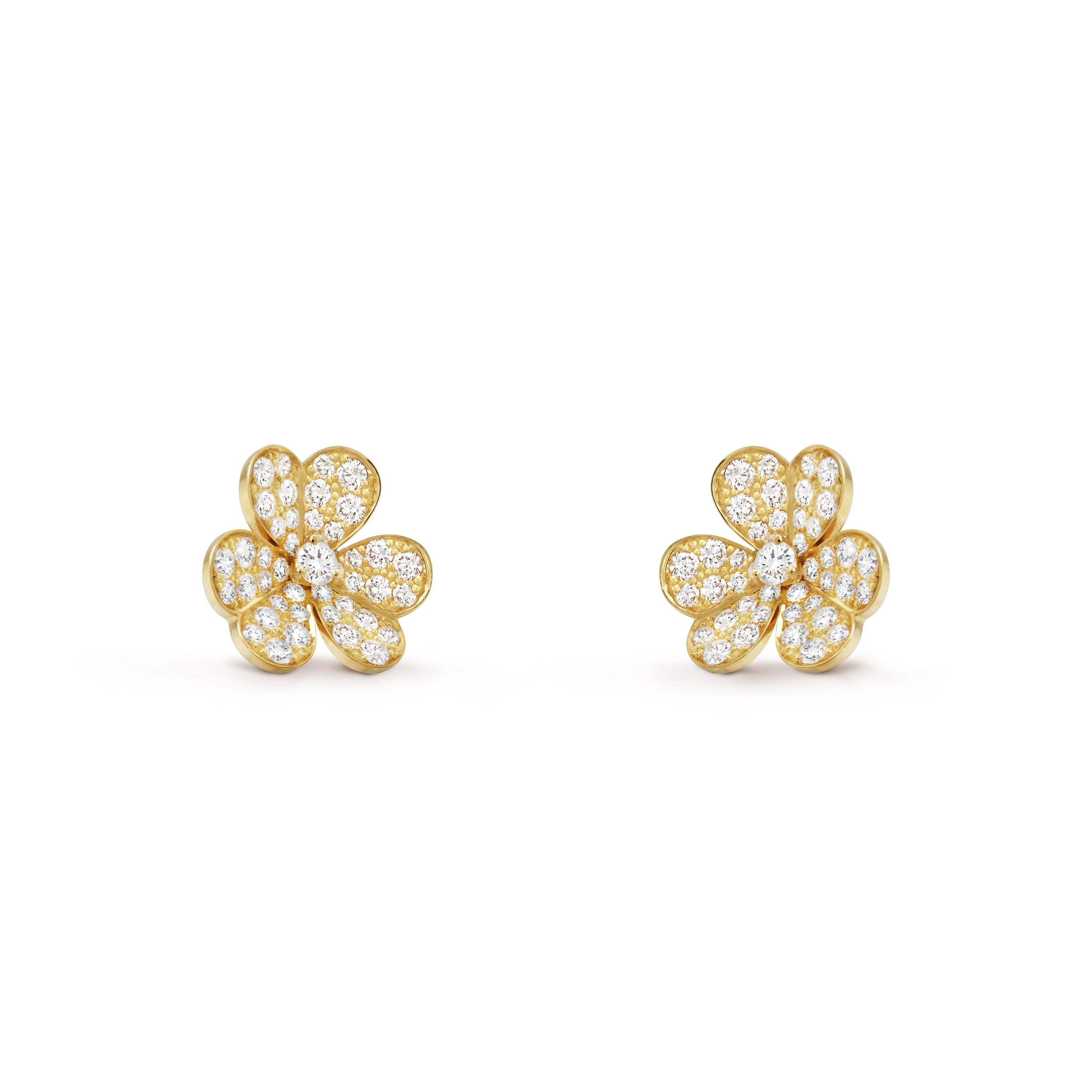 Frivole earrings, small model yellow gold, Diamond