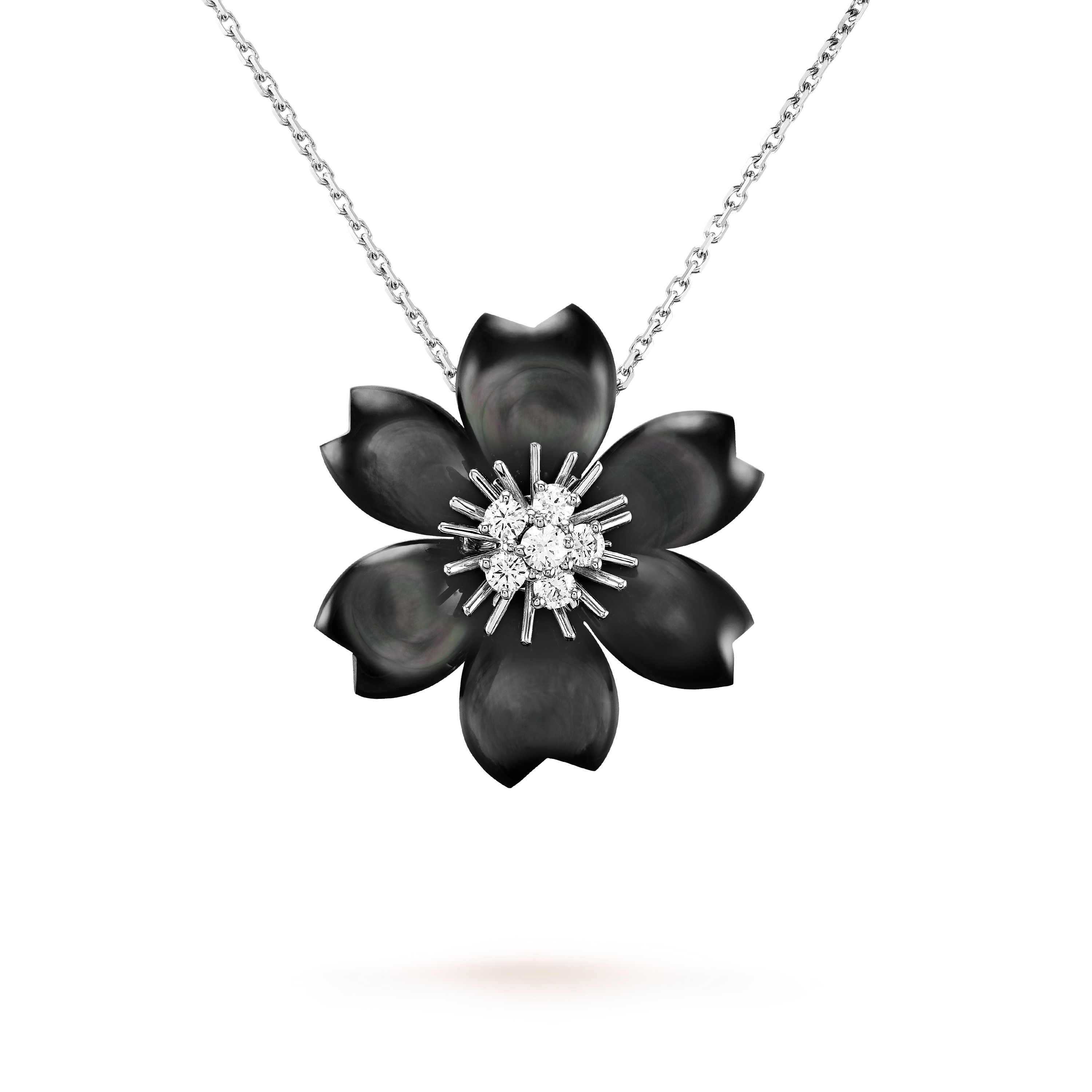 Rose de Noël clip pendant, small model white gold