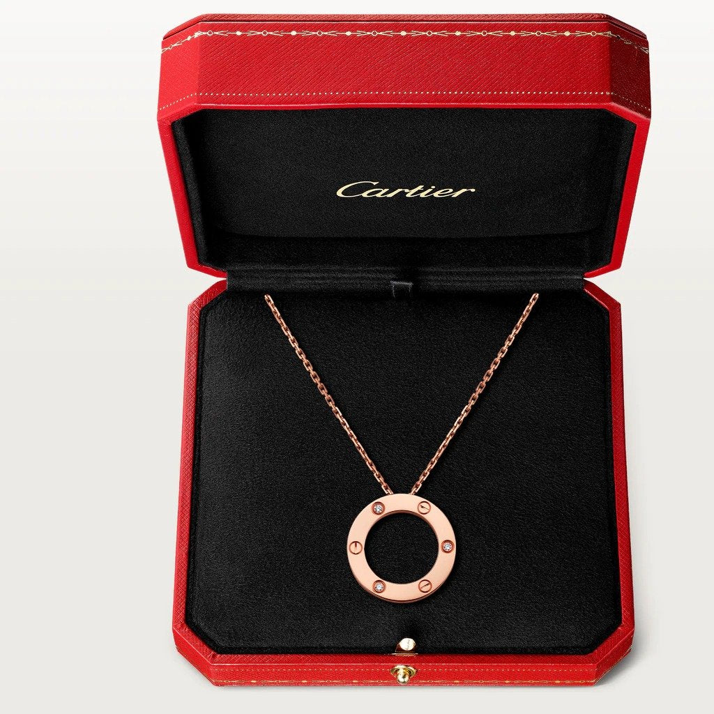 KADIR-LOVE NECKLACE 3 DIAMONDS ROSE GOLD, DIAMONDS