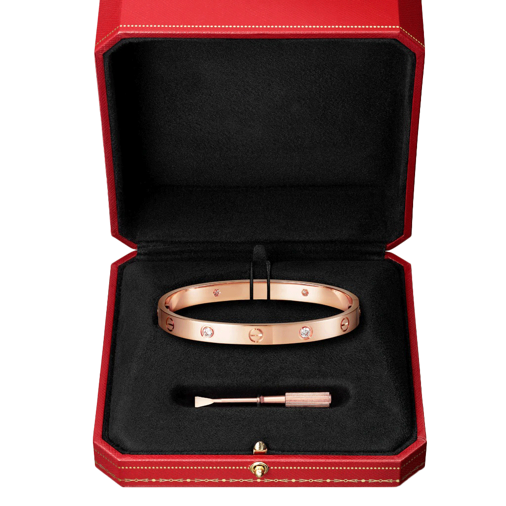 Kadir-Love Amour Bracelet with 4 CZ, Rose Gold