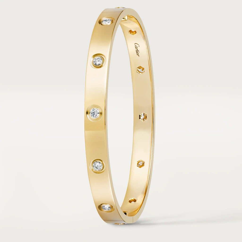 Kadir-LoveAmour Bracelet with 10 CZ, Yellow Gold