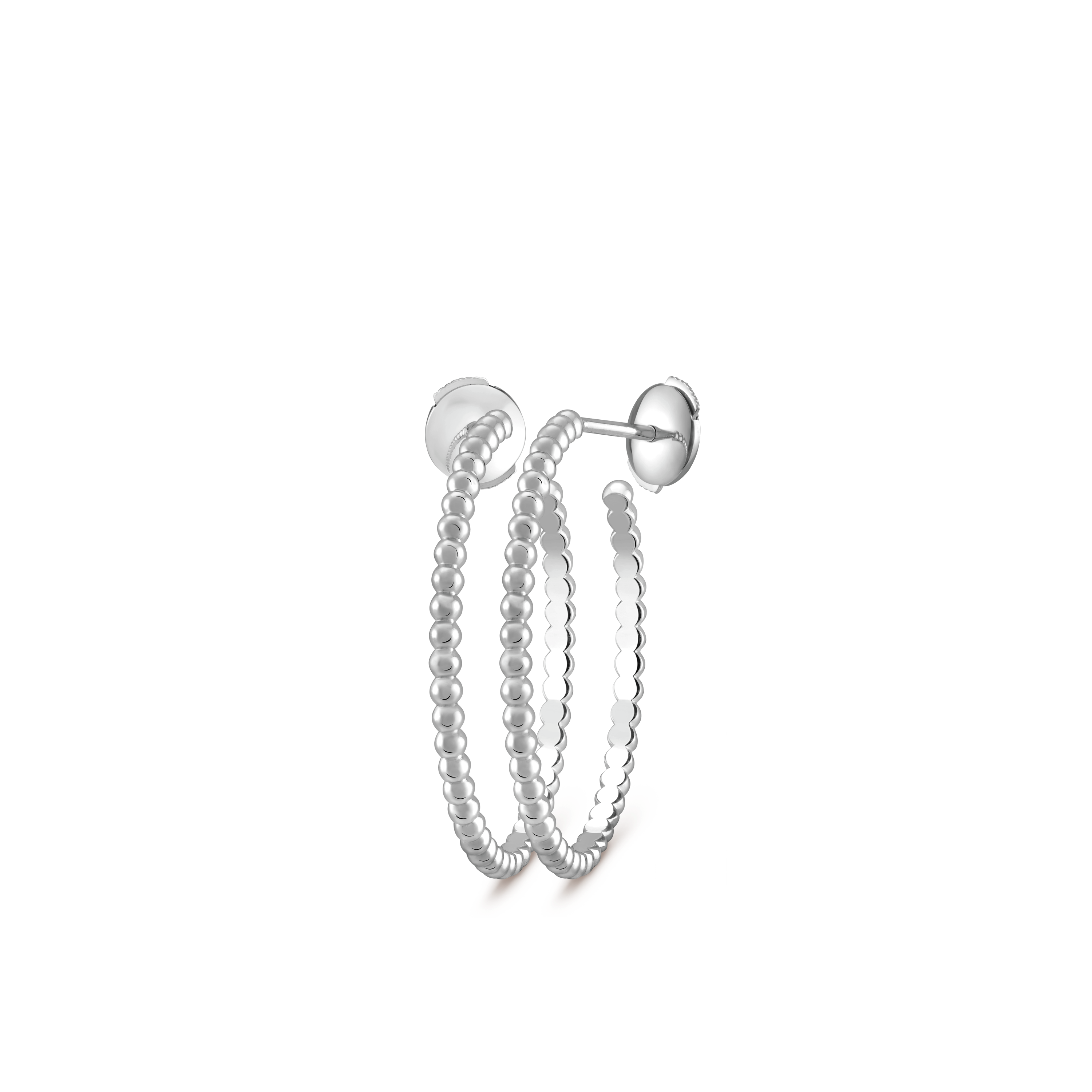 Perlée pearls of gold hoop earrings, small model  white gold