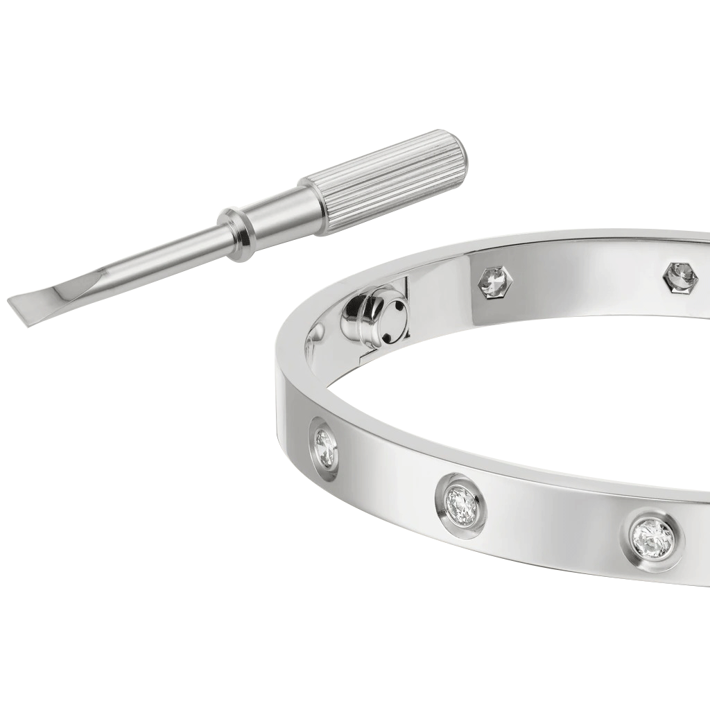 Kadir-LoveAmour Bracelet with 10 CZ, White Gold