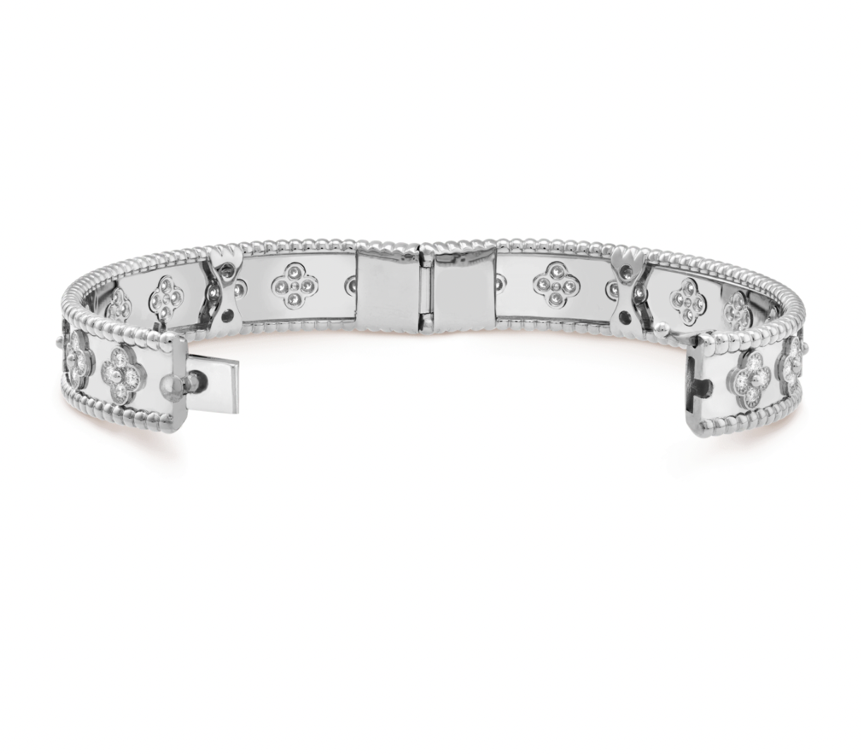 Perlée clovers bracelet, small model White gold, Diamond