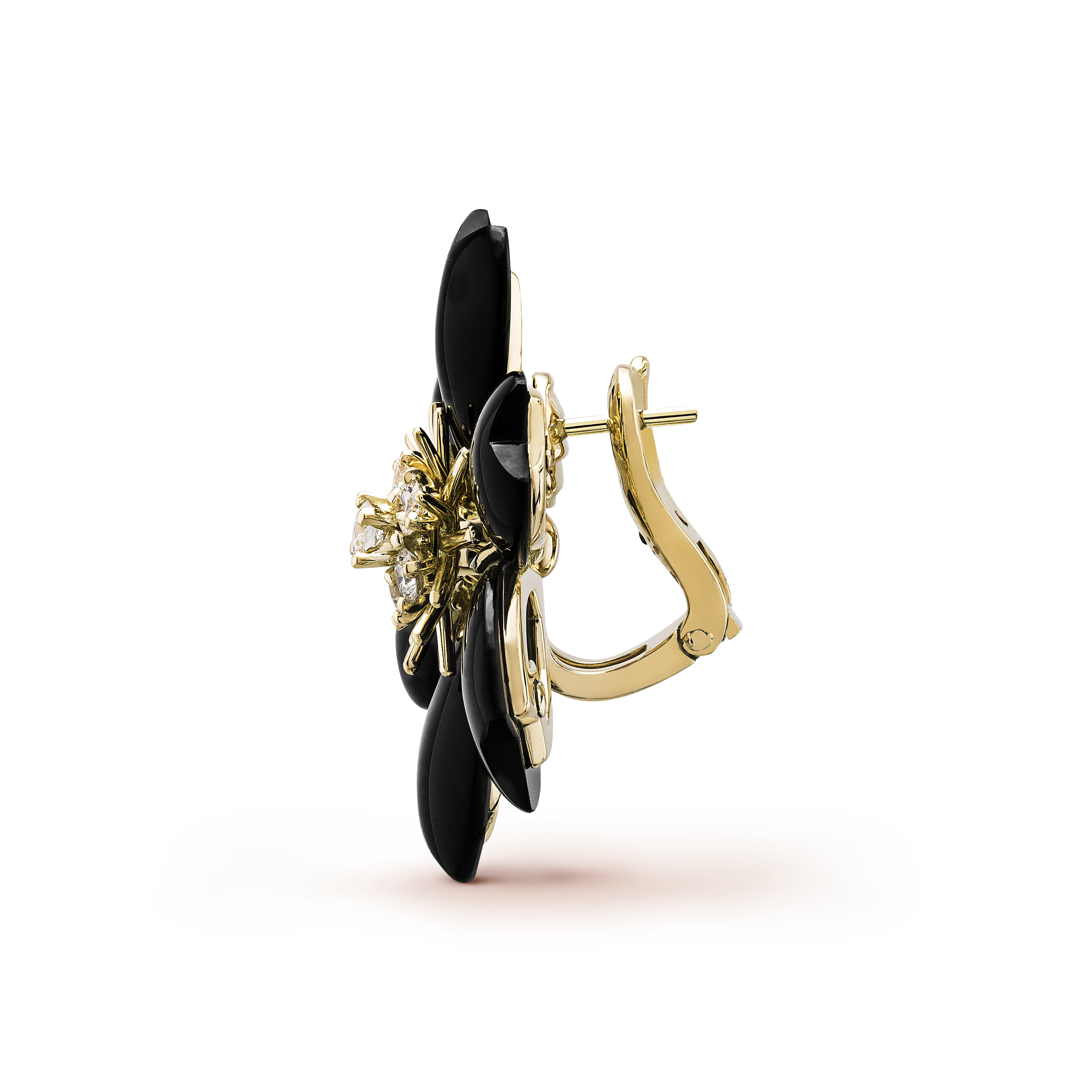 Rose de Noël earrings, small model  yellow gold, Diamond