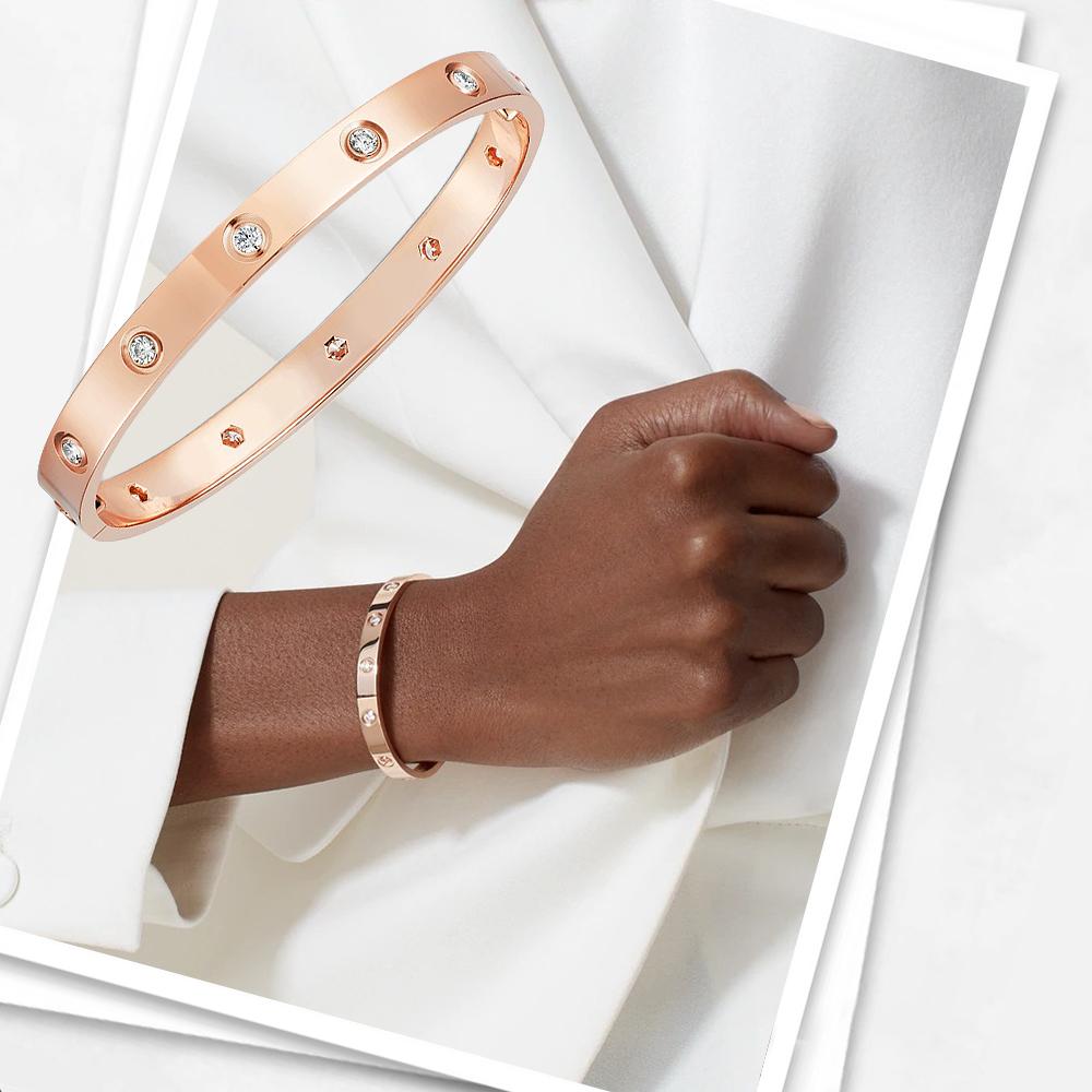 Kadir-LoveAmour Bracelet with 10 CZ, Rose Gold