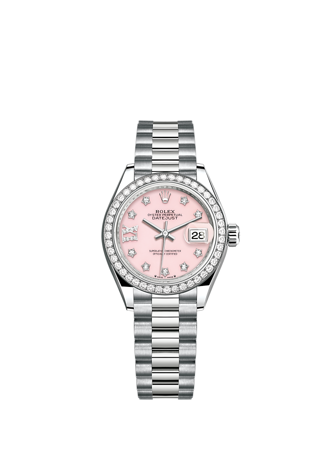 Classic watches LADY-DATEJUST Oyster, 28 mm, white gold and diamonds