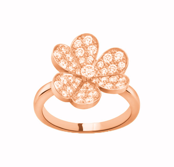 Frivole ring, 1 flower, small model  rose gold, Diamond