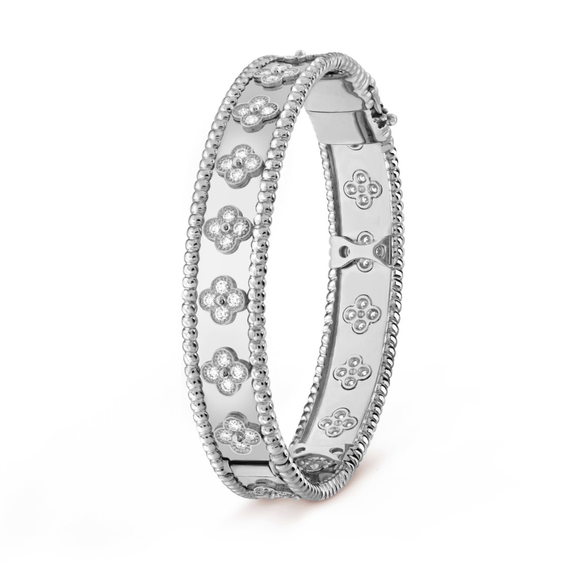 Perlée clovers bracelet, small model White gold, Diamond
