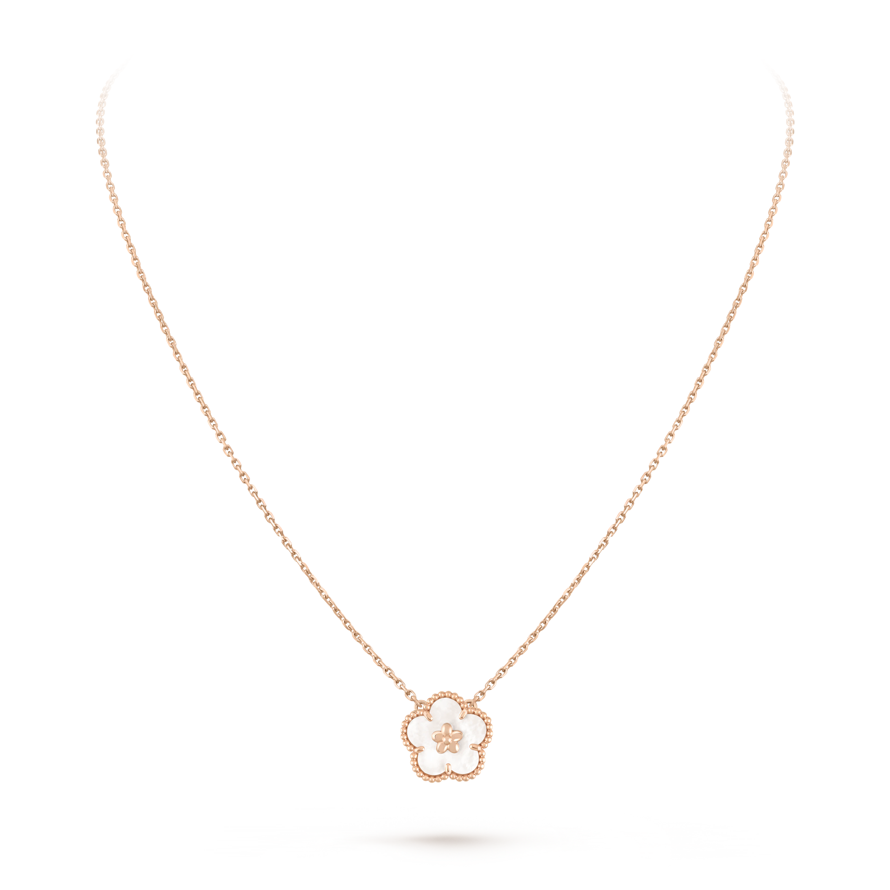 Lucky Spring Necklace, plum blossom  rose gold, mother-of-pearl