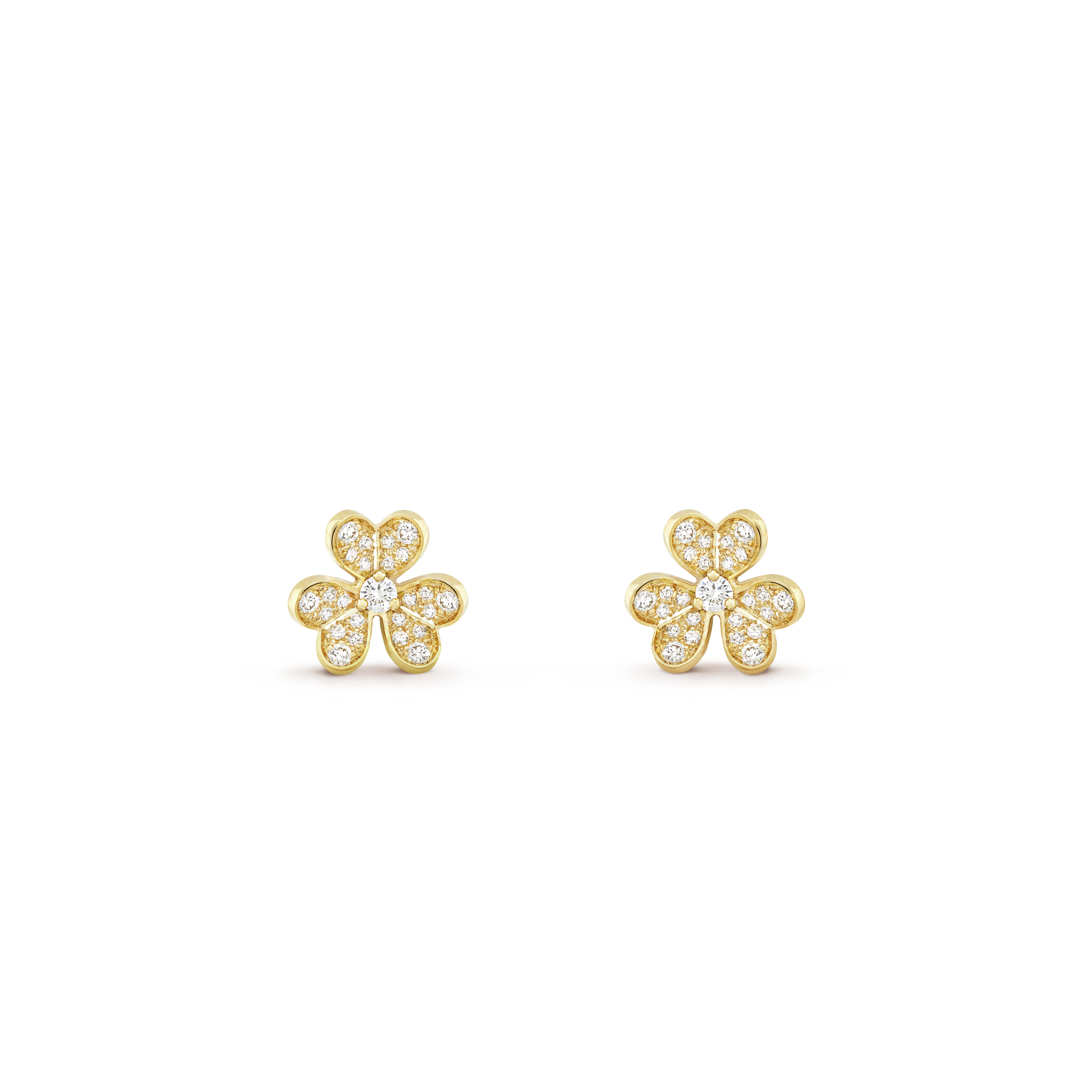 Frivole earrings, mini model yellow gold, Diamond