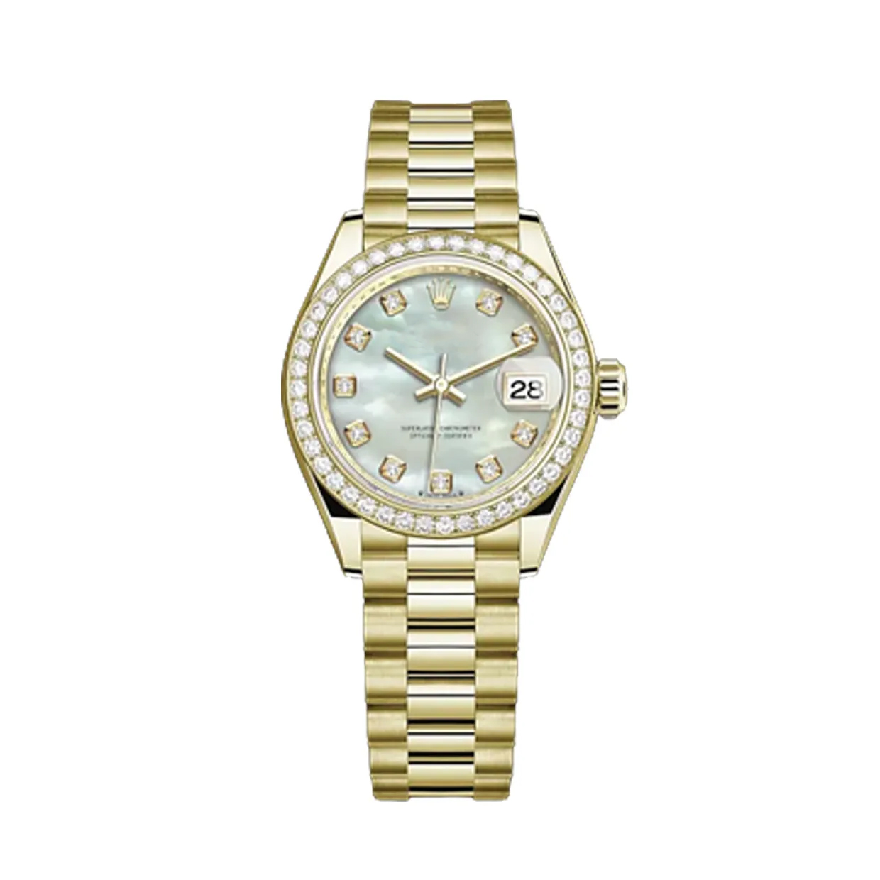 Classic watches LADY-DATEJUST Oyster, 28 mm, yellow gold and diamonds