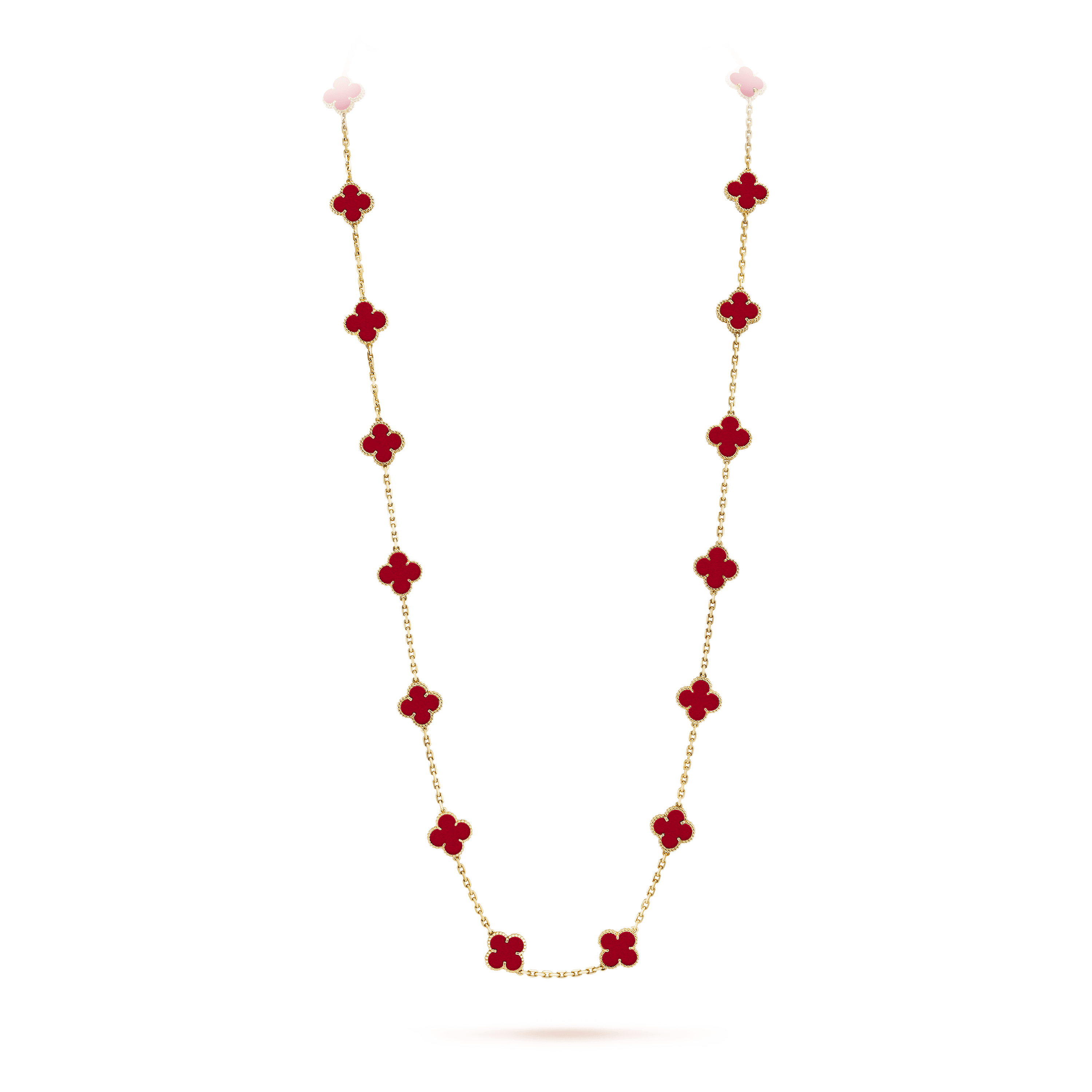 Van Cleef&Arpels VintageVan Cleef&Arpels Vintage Alhambra long 18K yellow gold necklace, 20 motifs, Carnelian
