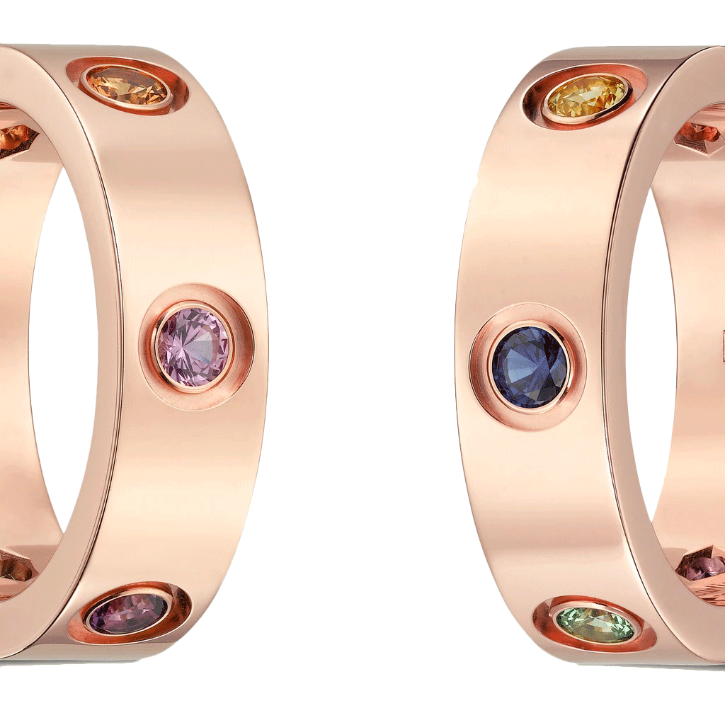 KADIR-LOVE RING ROSE GOLD, SAPPHIRES, GARNETS, AMETHYST