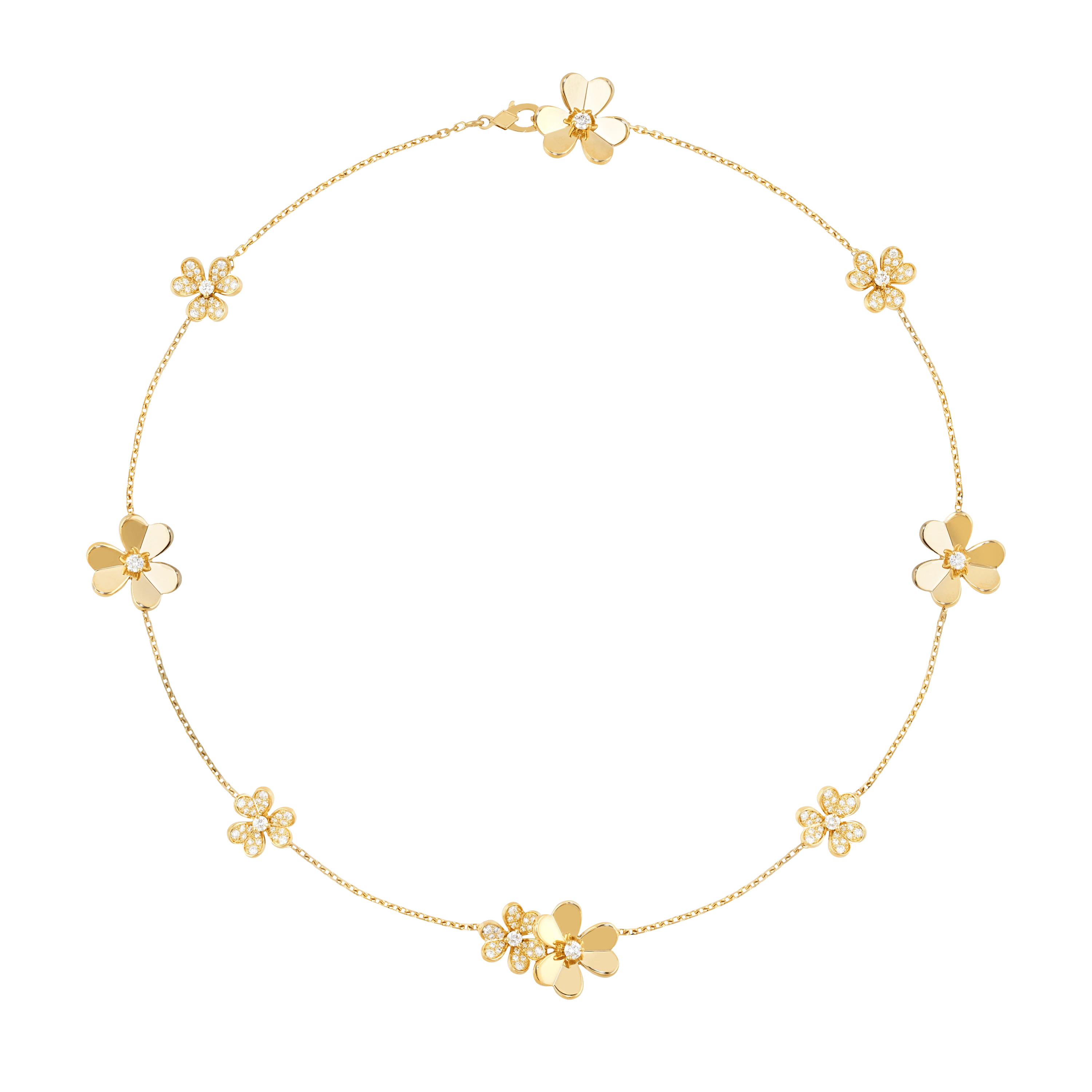 Gold Flower Necklace 9 flowers