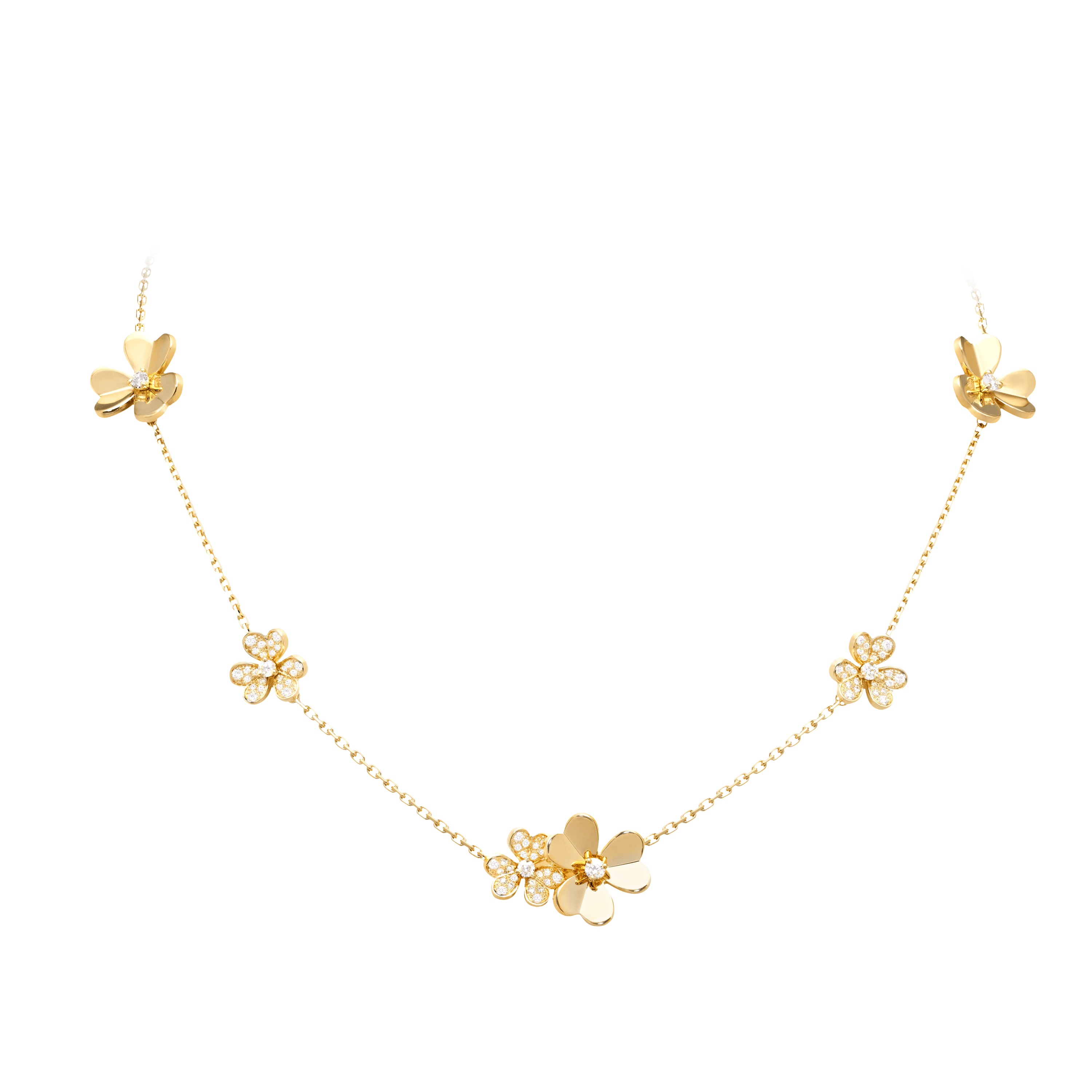 Gold Flower Necklace 9 flowers