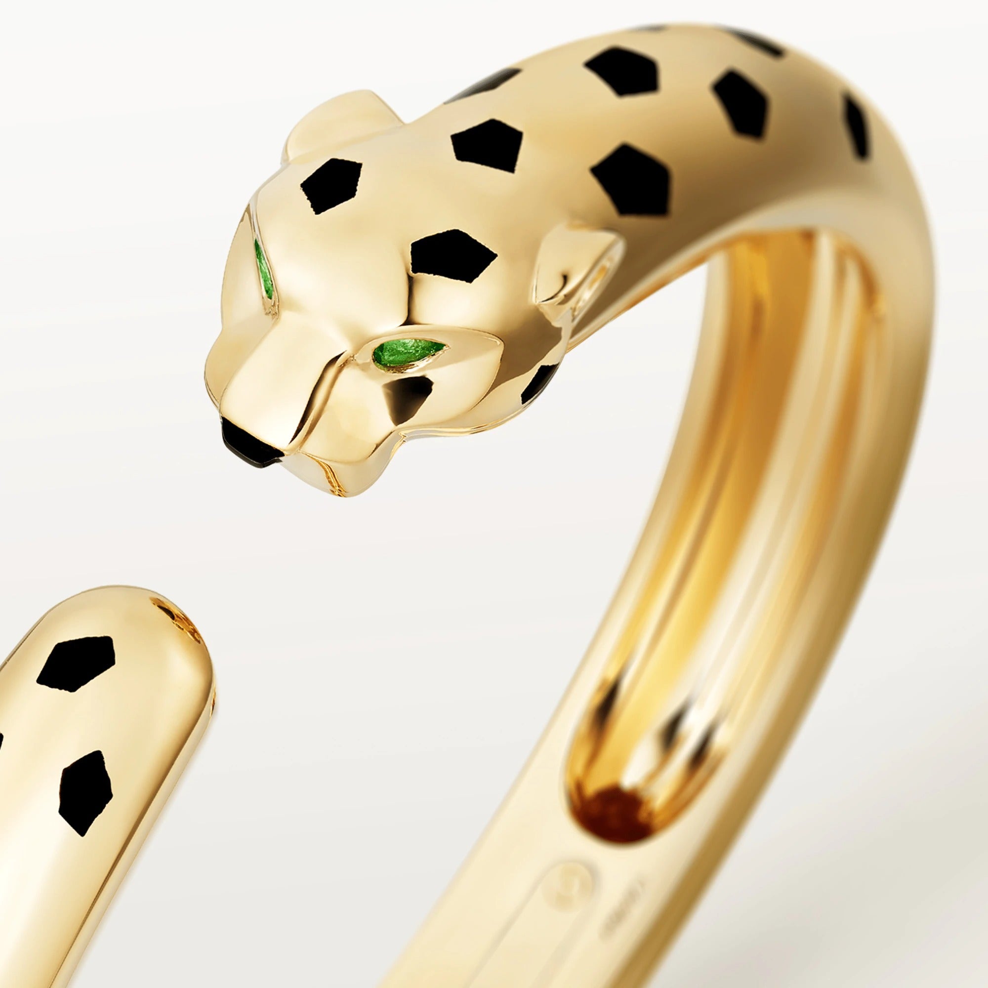Carty Panther Motif Bracelet, Yellow Gold, Black Lacquer