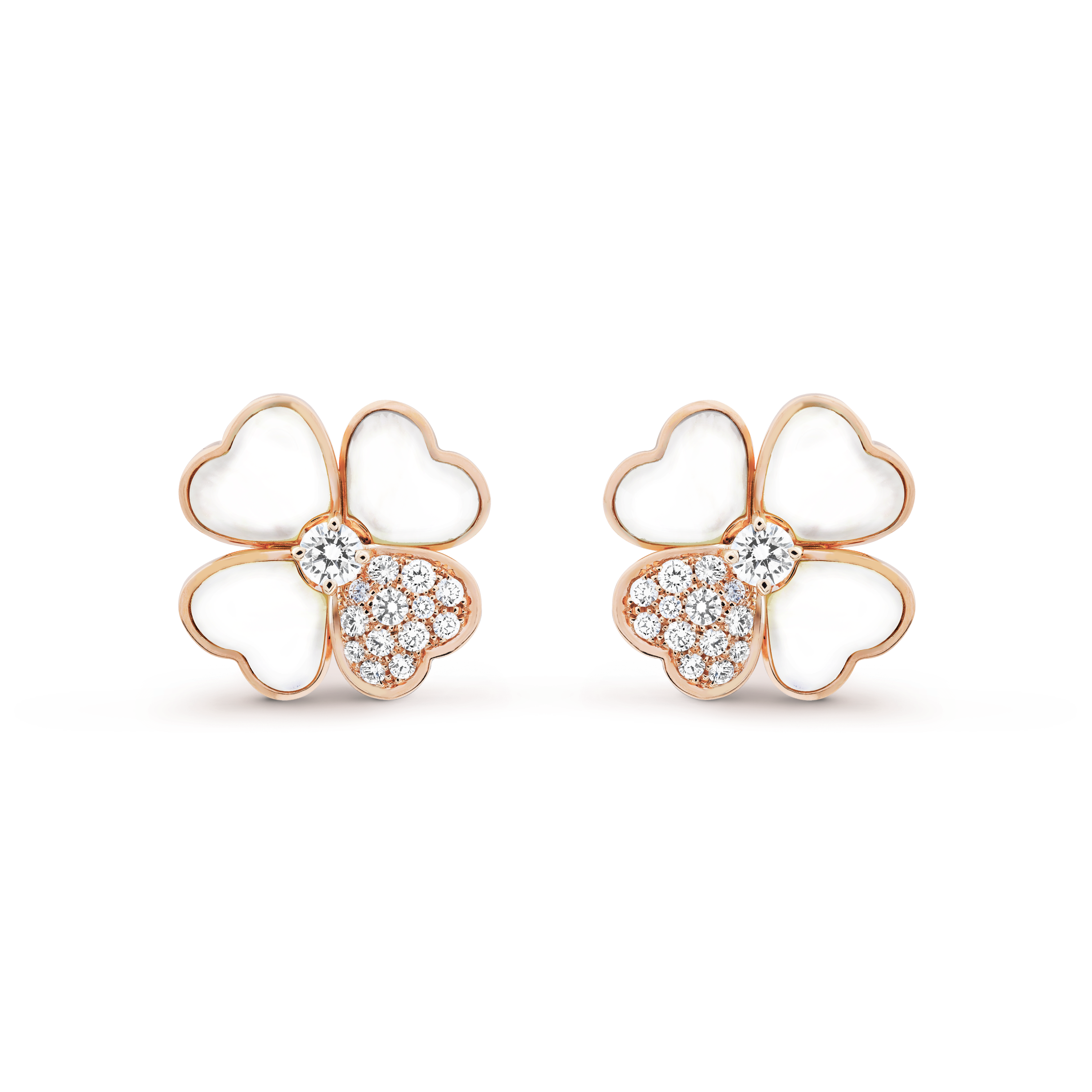 Cosmos earrings, medium model rose gold, Diamond