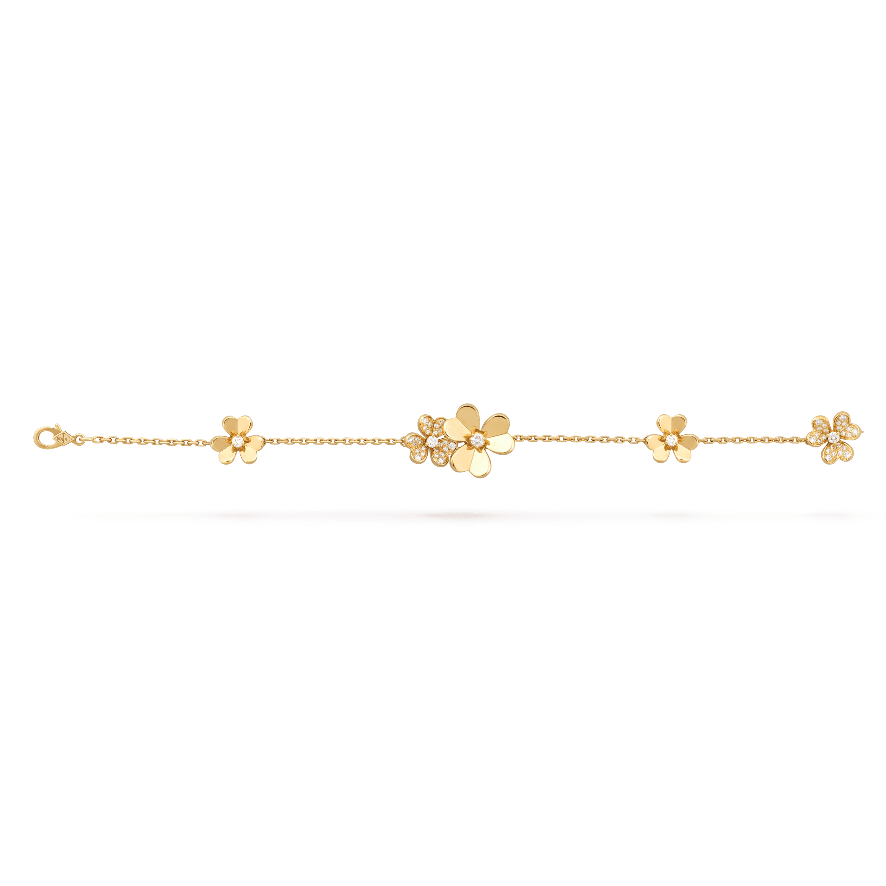 Bracelet of 5 golden flowers