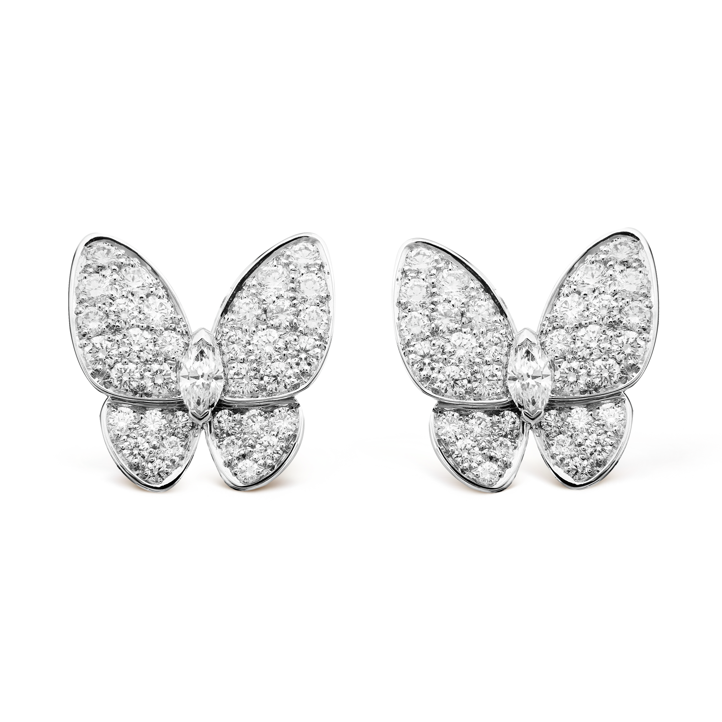 Two Butterfly earrings  white gold, Diamond