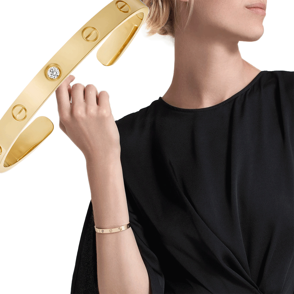 KADIR-LOVE BRACELET 1 DIAMOND YELLOW GOLD, DIAMOND