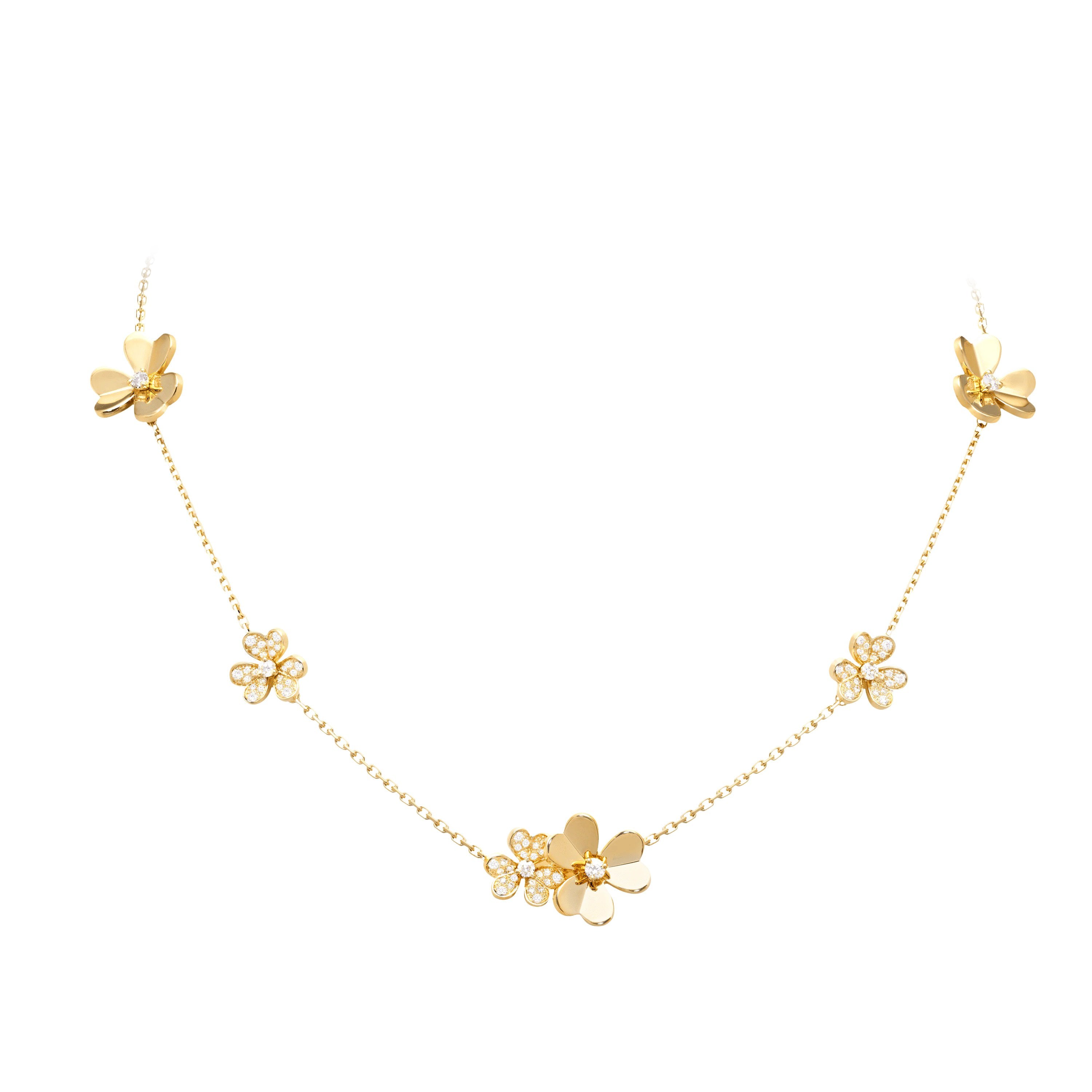 Gold Flower Necklace 9 flowers