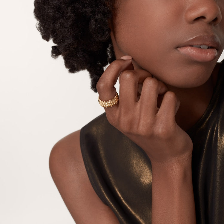 Carty Bullet Ring, Yellow gold, Double Row