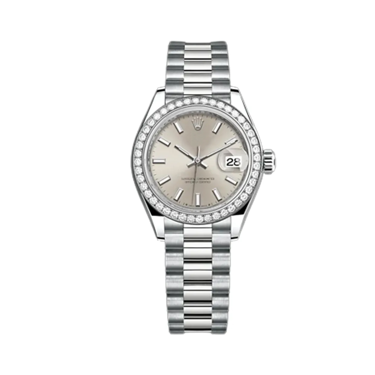 Classic watches LADY-DATEJUST Oyster, 28 mm, white gold and diamonds