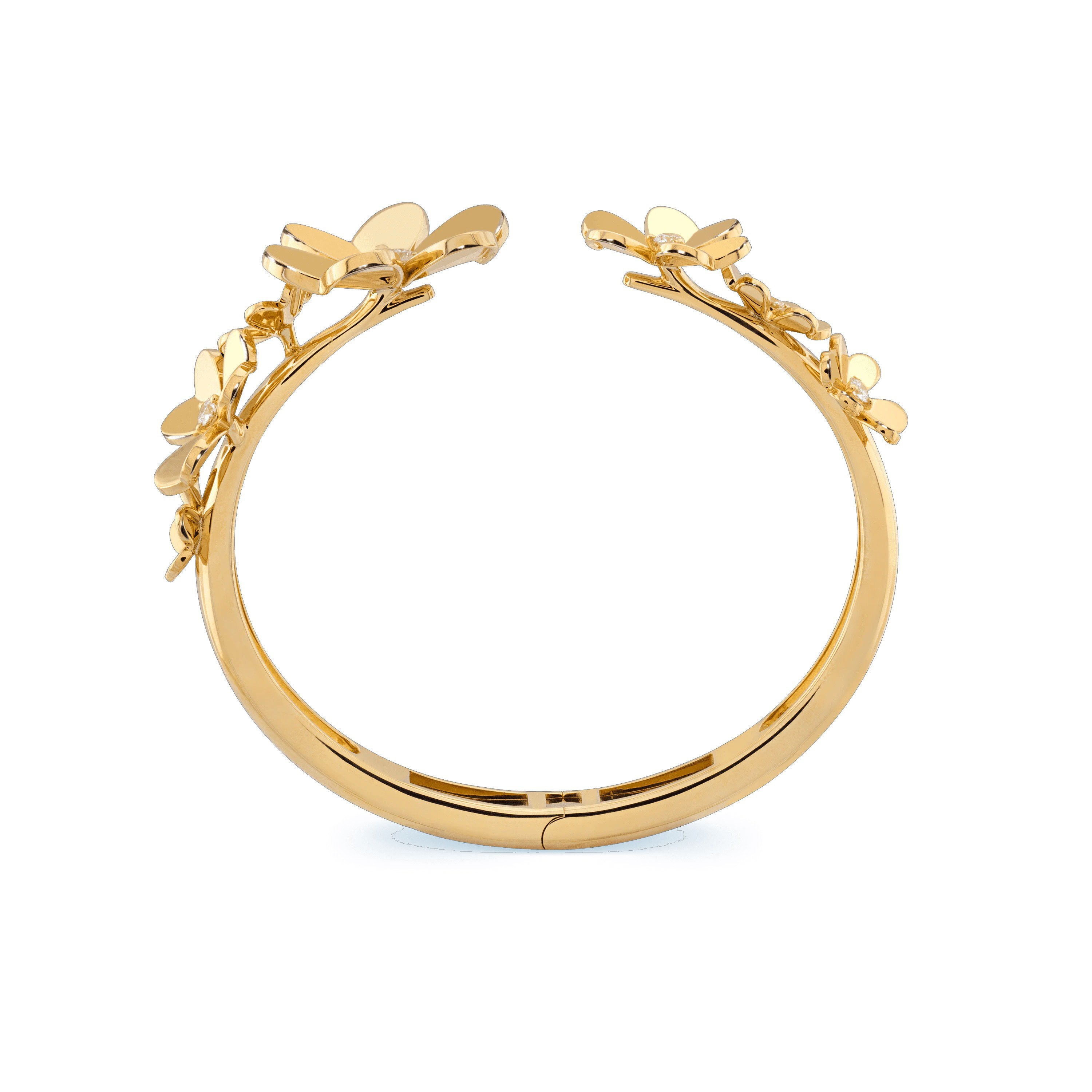 Gold flower bracelet with 7 diamonds