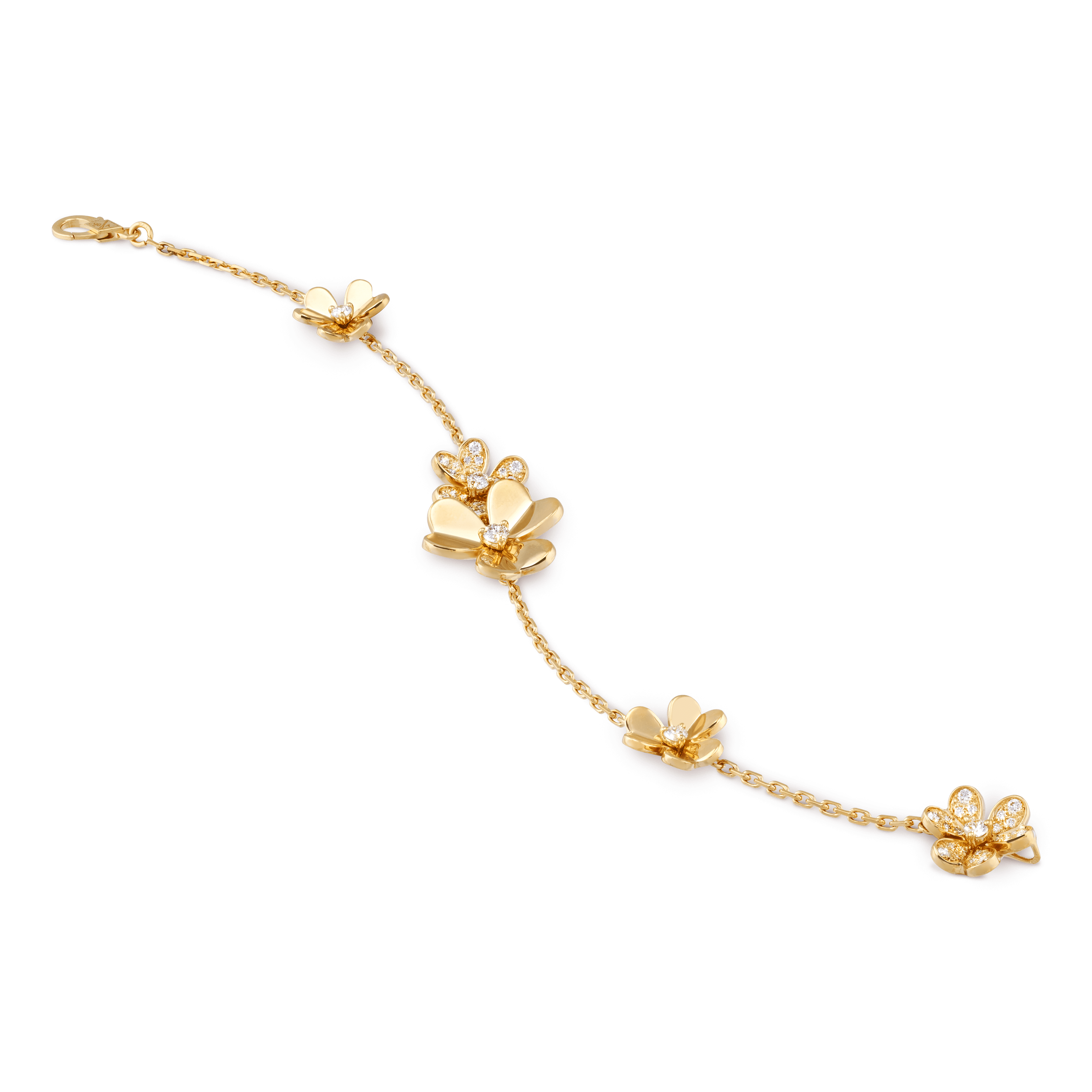 Bracelet of 5 golden flowers