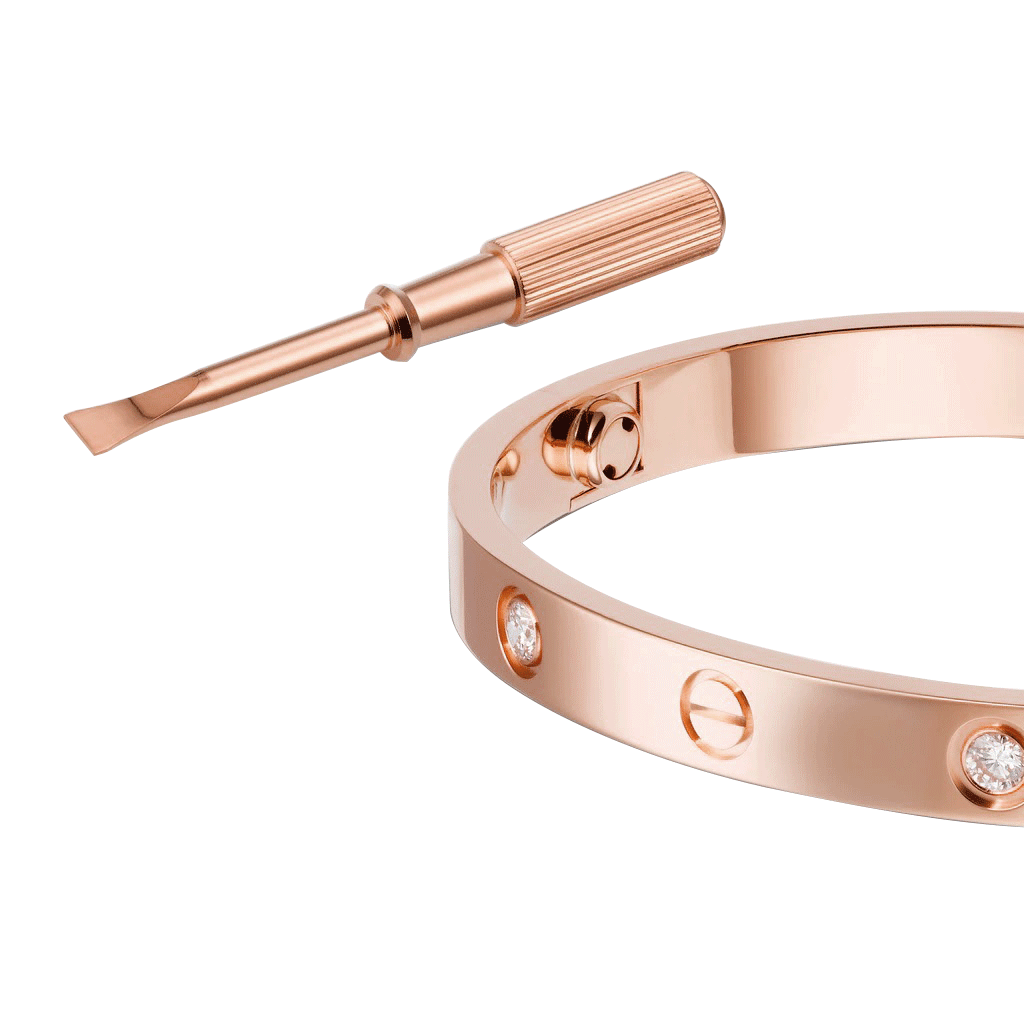 Kadir-Love Amour Bracelet with 4 CZ, Rose Gold