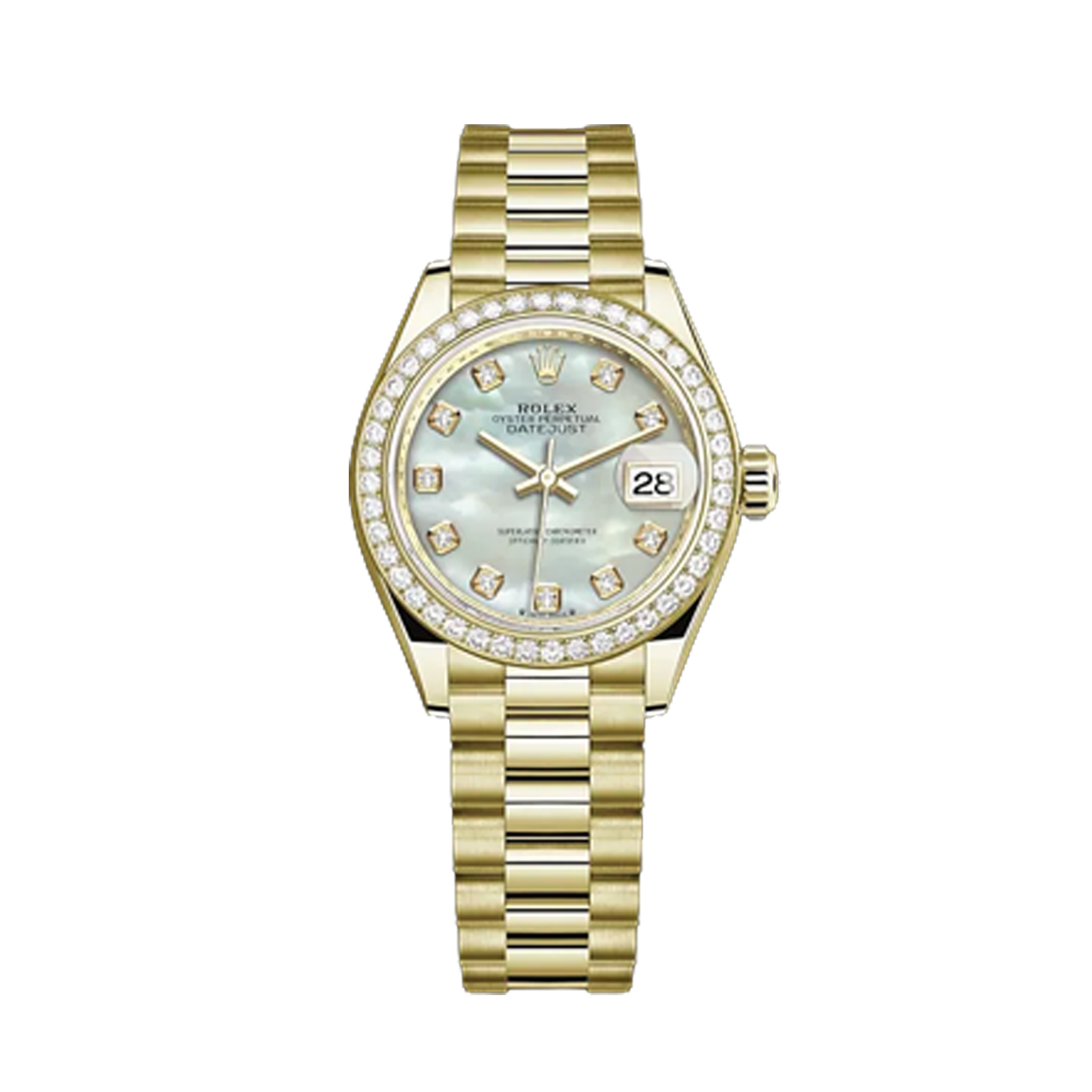 Classic watches LADY-DATEJUST Oyster, 28 mm, yellow gold and diamonds